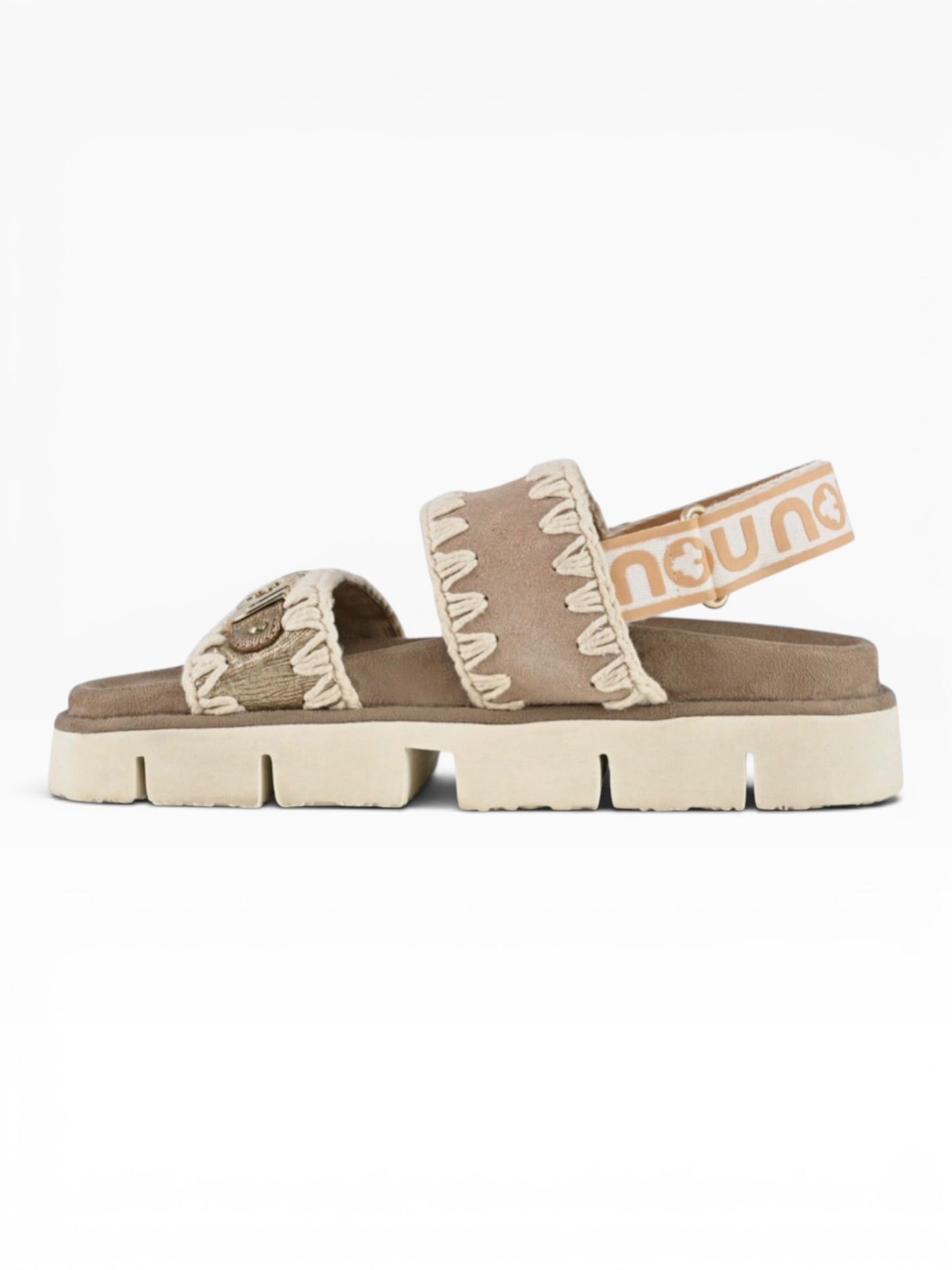 MOU BIO SANDAL LOGO BEIGE/ ORO