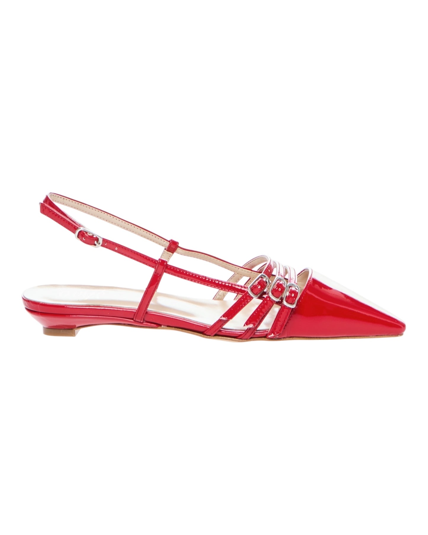 OVYE' 1065AC CHANEL A PUNTA VERNICE ROSSO CON 3 FIBIE