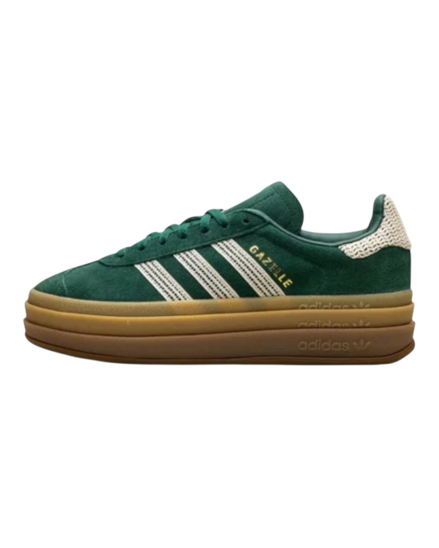 ADIDAS GAZELLE BOLD IN CAMOSCIO VERDE LOGO BEIGE