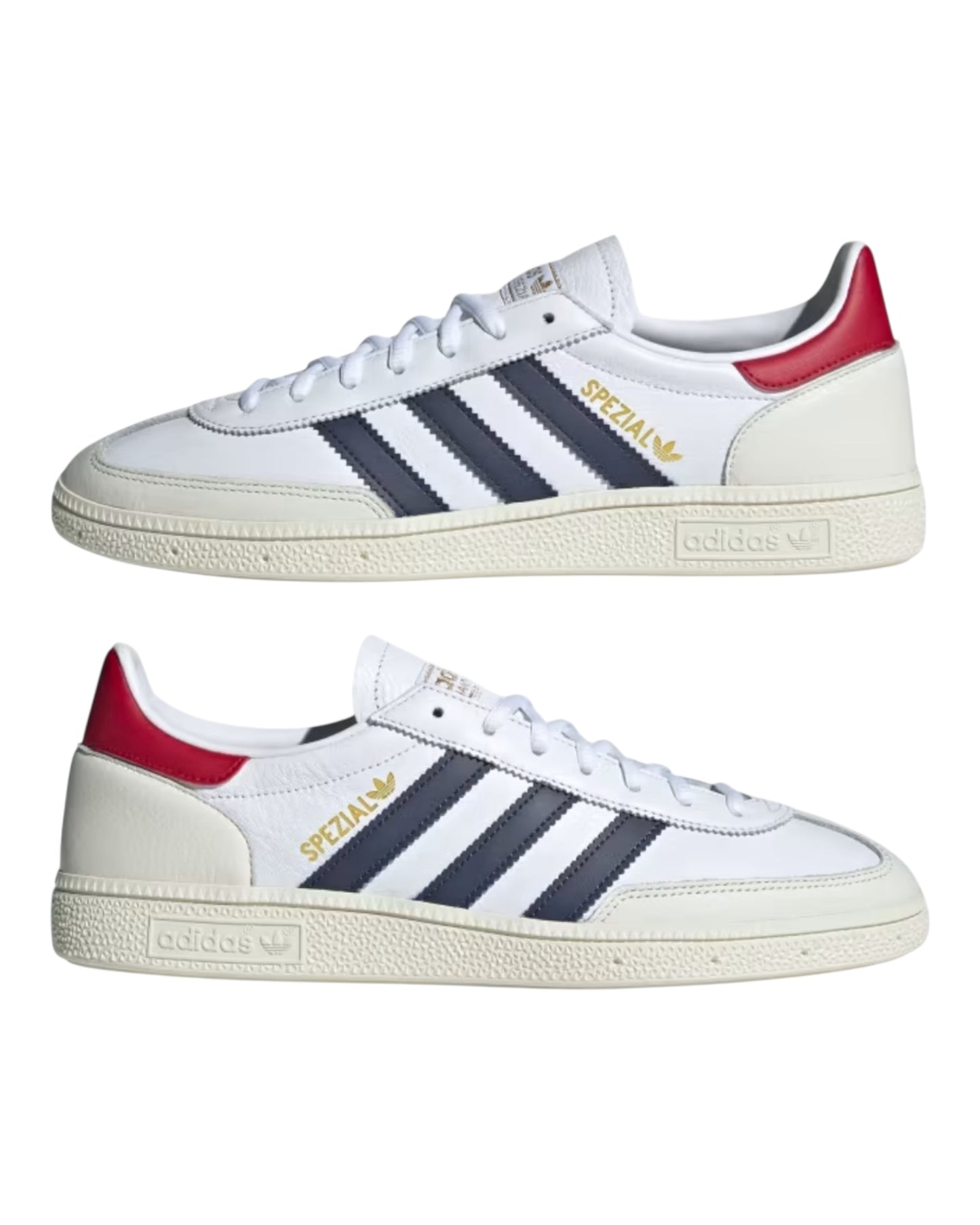 ADIDAS SPEZIAL IN PELLE BIANCA CON BANDE E TALLONE BLU/ROSSO