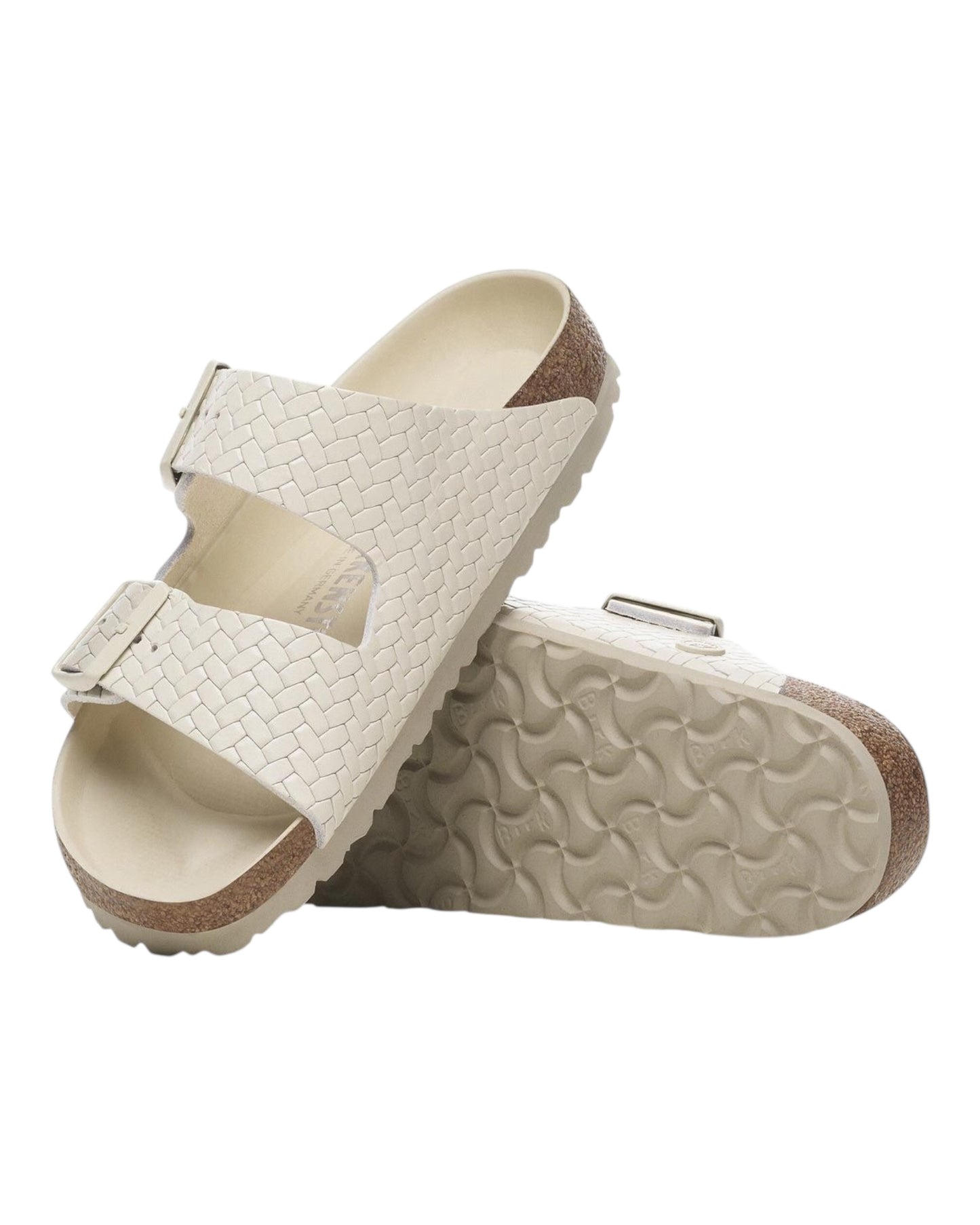 BIRKENSTOCK ARIZONA RIVET LOGO PELLE INTRECCIATA BIANCO