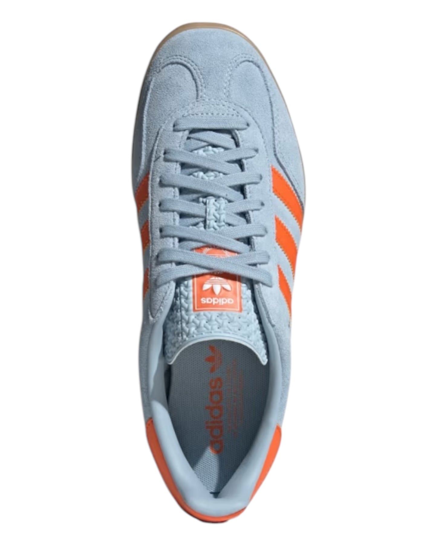 ADIDAS GAZELLE INDOOR IN CAMOSCIO AZZURRA BANDE ARANCIO