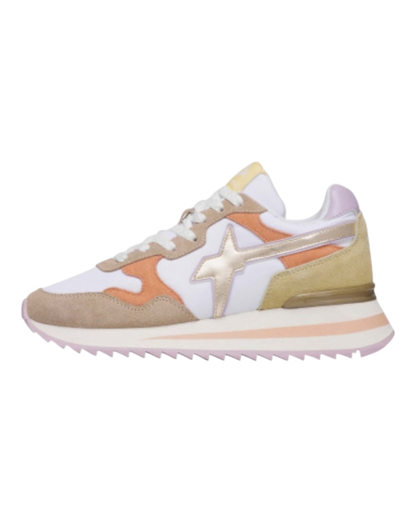 W6YZ YAK DONNA IN CAMOSCIO E TESSUTO BEIGE/ARANCIO/VIOLA