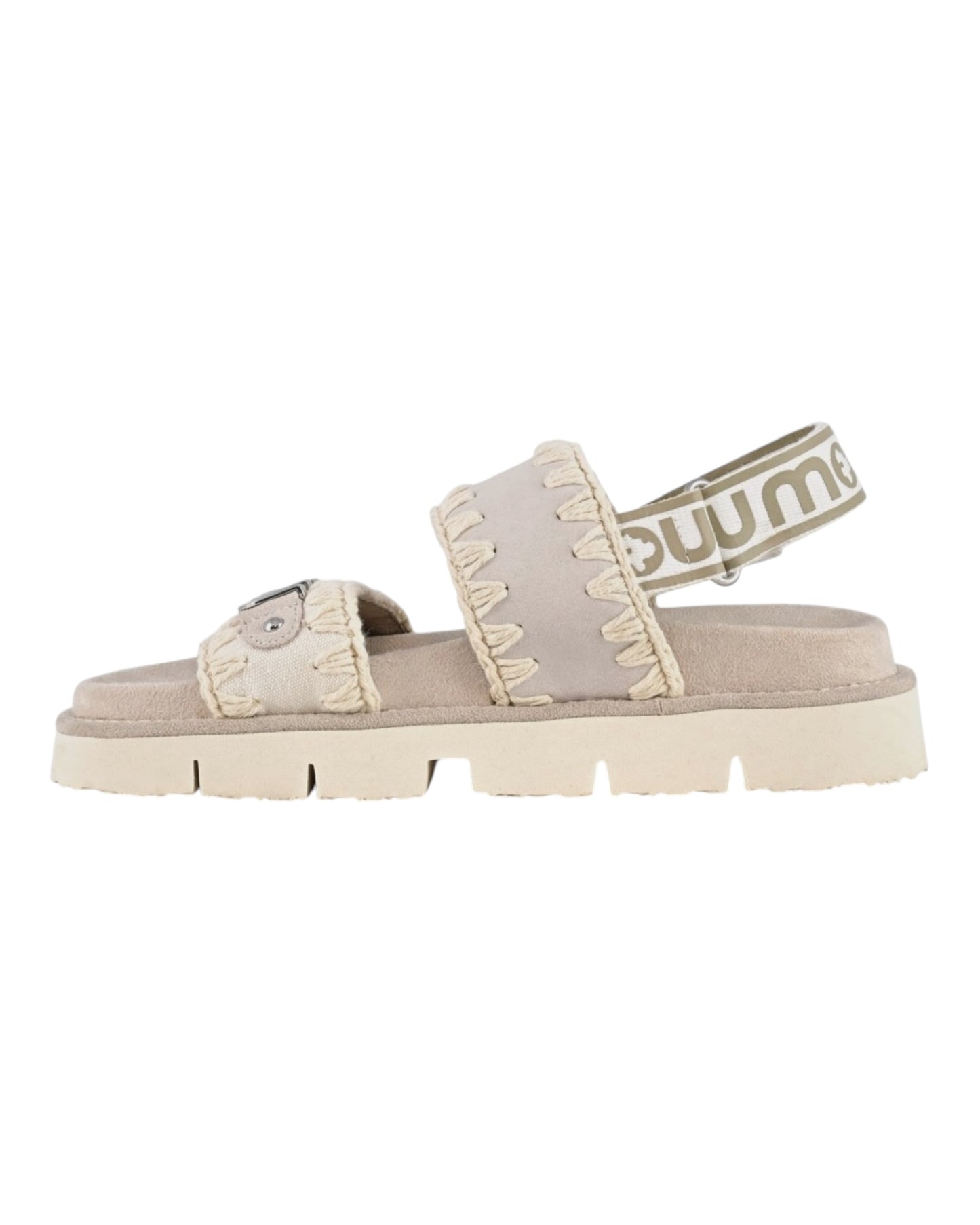 MOU BIO SANDAL SUEDE BIG LOGO BIANCO (CHLK)