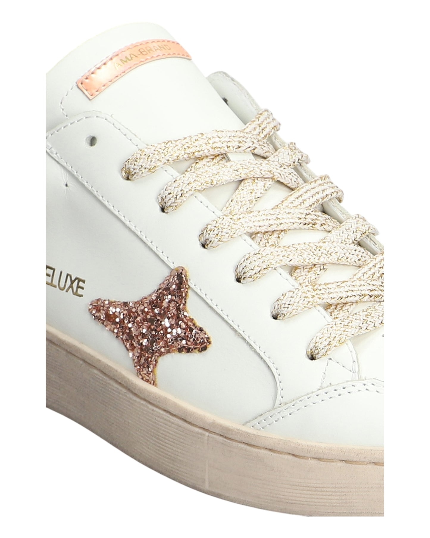 AMA BRAND 4040 SLAM IN PELLE BIANCA/ORO ROSA TALLONCINO ARANCIO