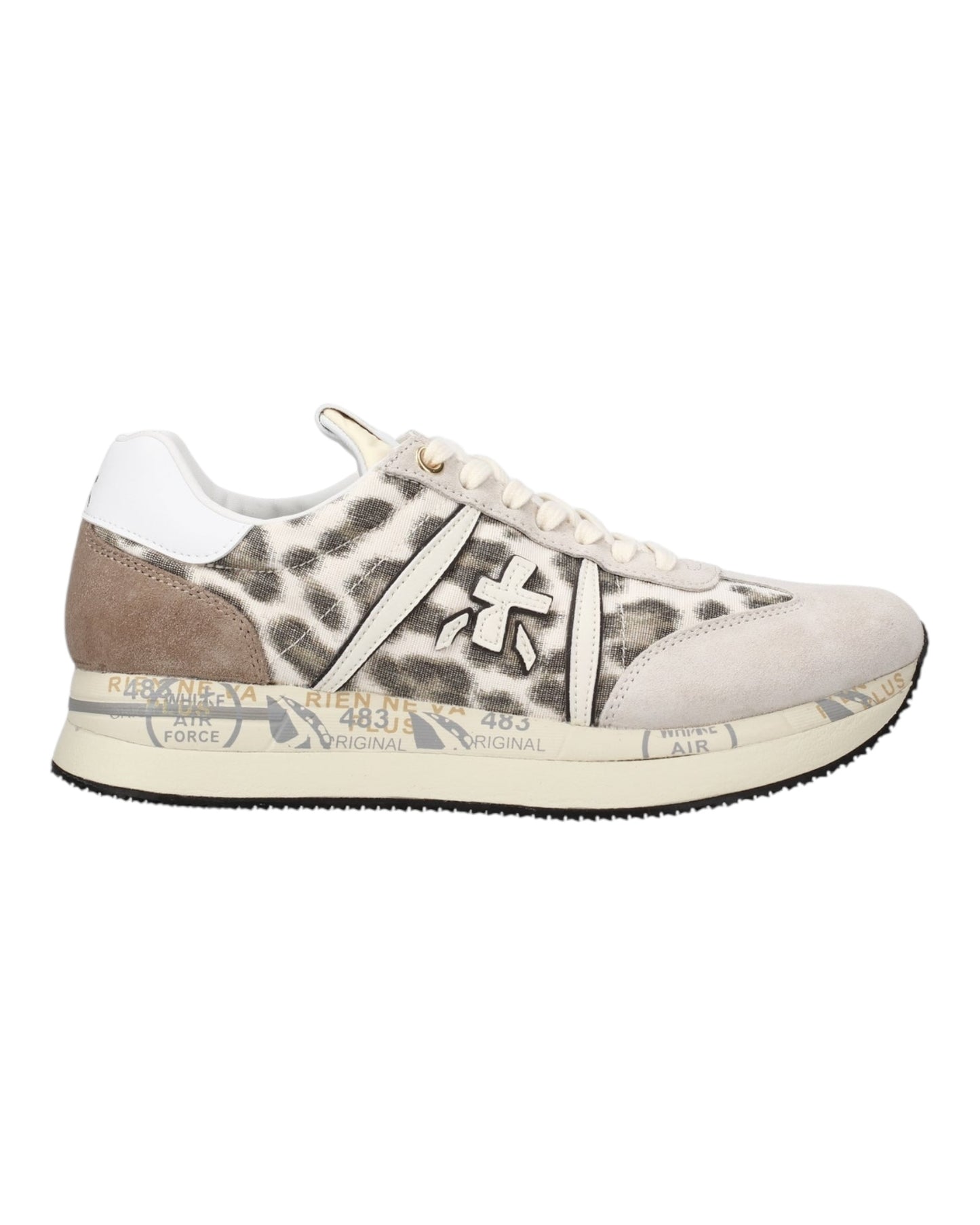 PREMIATA CONNY 7362 IN CAMOSCIO BEIGE TELA ANIMALIER