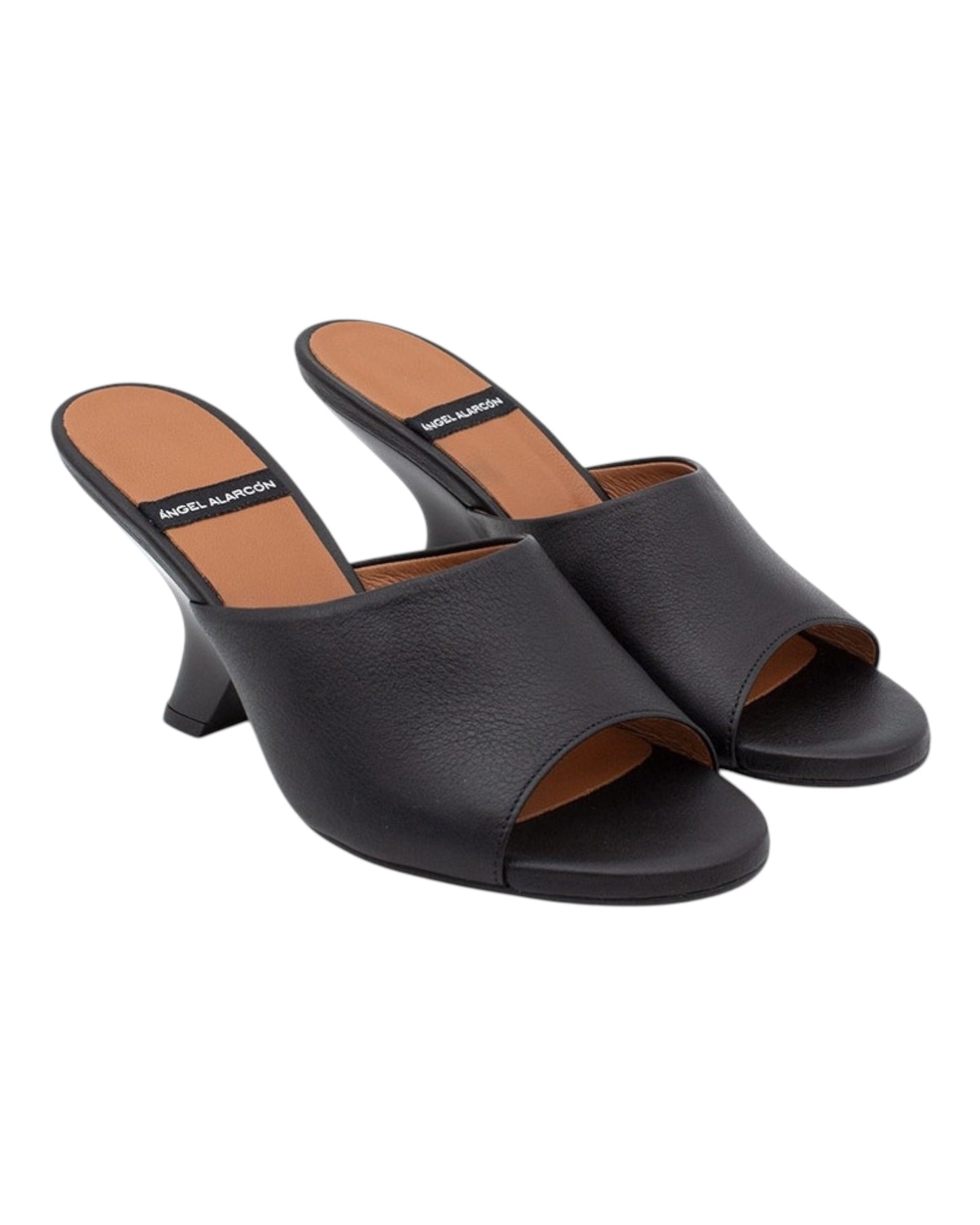 ANGEL ALARCON 125750Z CIABATTA CON TACCO IN PELLE NERA