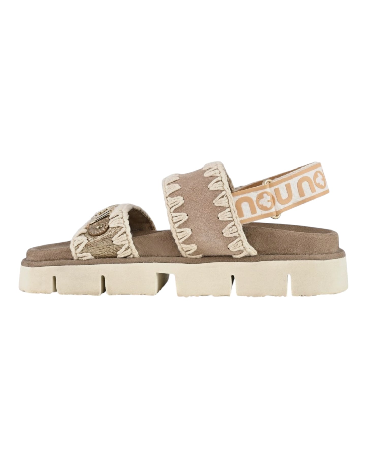 MOU BIO SANDAL SUEDE BIG LOGO BEIGE