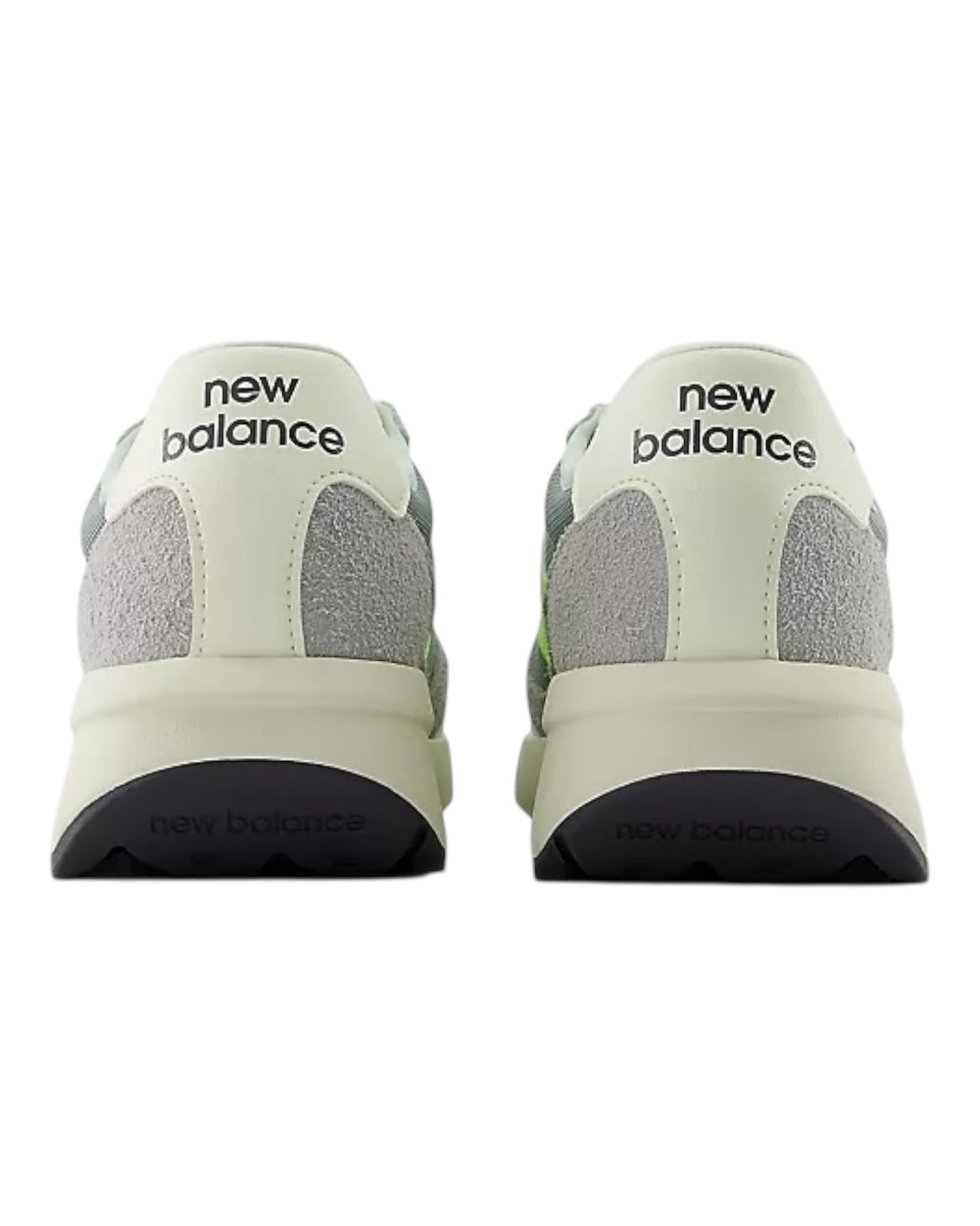 NEW BALANCE DA370 IN CAMOSCIO GRIGIO LOGO VERDE FLUO