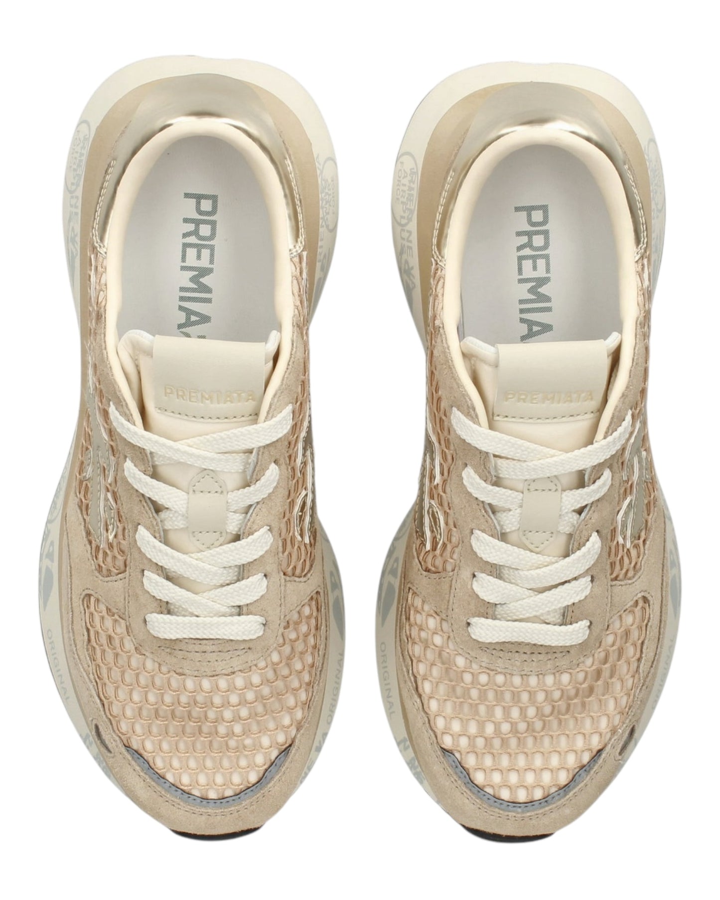 PREMIATA LAURYN 7486 IN CAMOSCIO E TELA A RETE ROSA