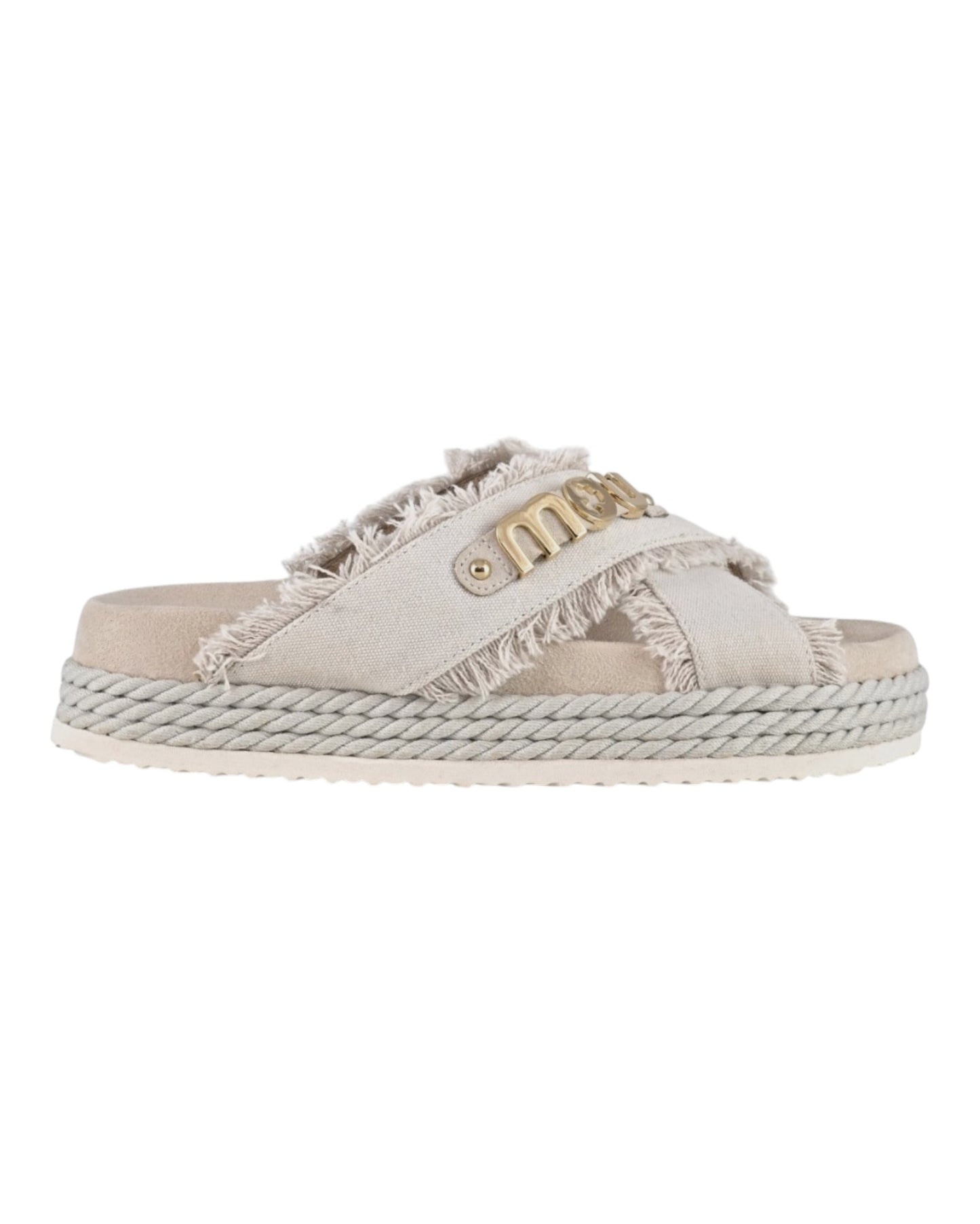 MOU CRISS CROSS SANDAL IN CANVAS BIANCA