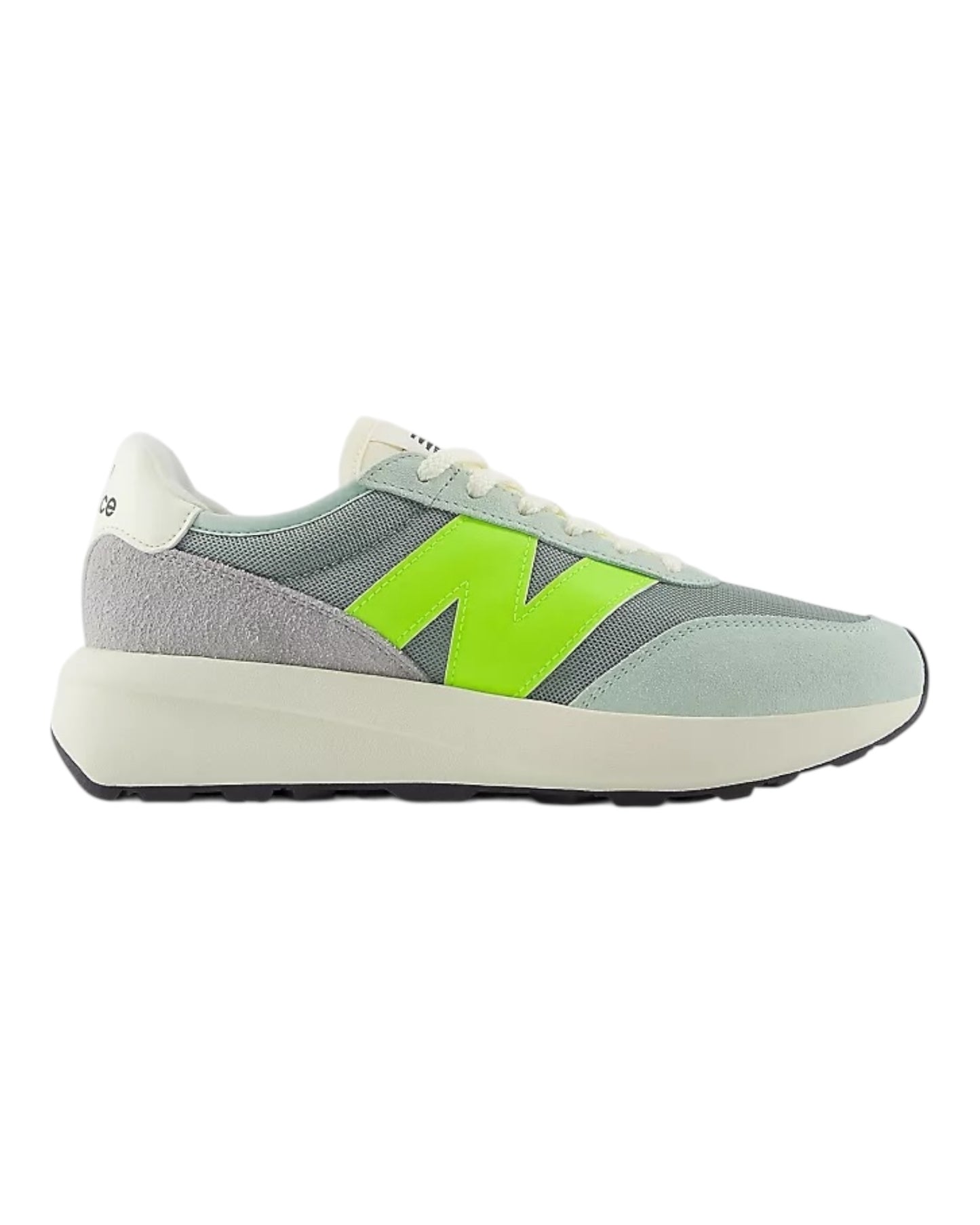 NEW BALANCE DA370 IN CAMOSCIO GRIGIO LOGO VERDE FLUO