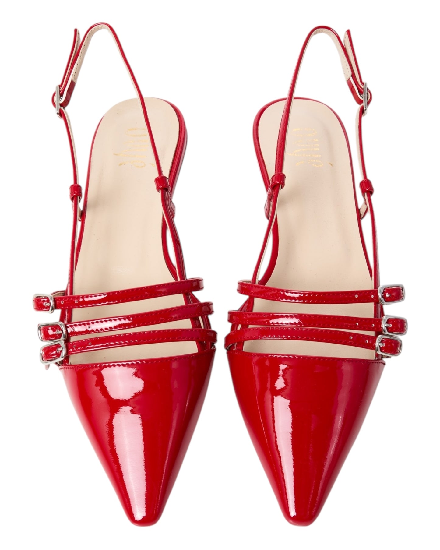 OVYE' 1065AC CHANEL A PUNTA VERNICE ROSSO CON 3 FIBIE