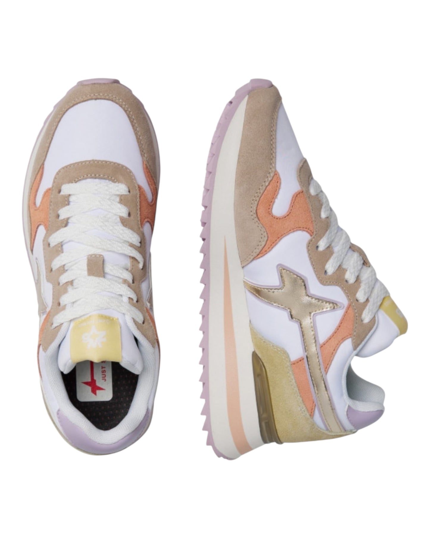 W6YZ YAK DONNA IN CAMOSCIO E TESSUTO BEIGE/ARANCIO/VIOLA