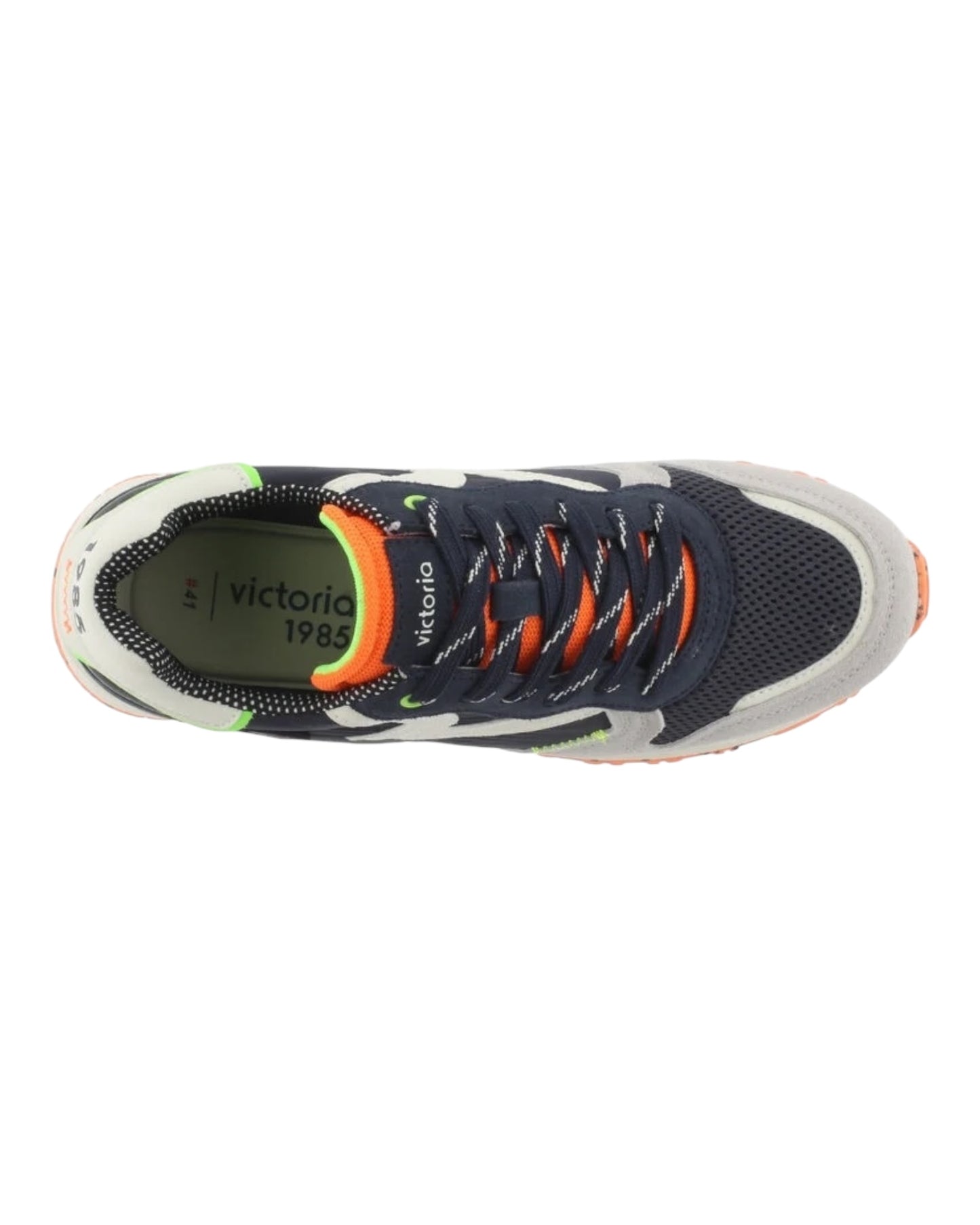 VICTORIA 802113 SNEAKERS IN CAMOSCIO E TELA BLU/GRIGIO/ARANCIO
