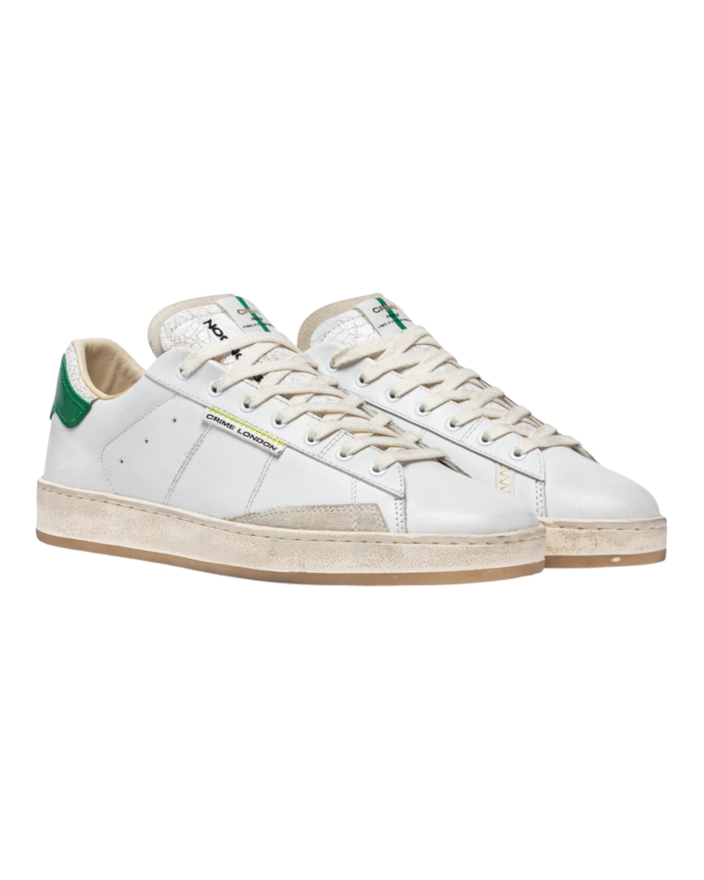 CRIME LONDON FIERCE IN PELLE BIANCA/VERDE
