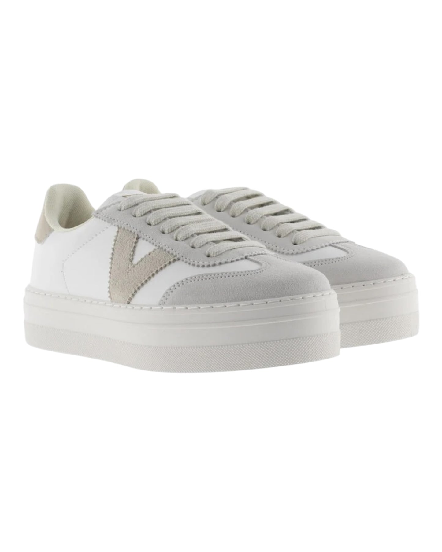 VICTORIA 1092173 SNEAKERS PLATFORM IN CAMOSCIO E PELLE BEIGE