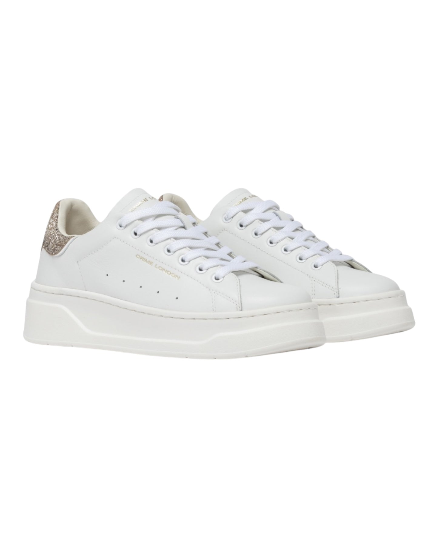CRIME LONDON SONIK IN PELLE BAINCA TALLONCINO GLITTER ORO