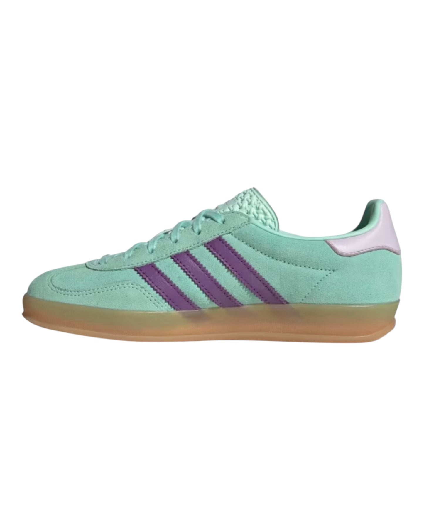 ADIDAS GAZELLE INDOOR IN CAMOSCIO VERDE TIFFANY BANDE VIOLA