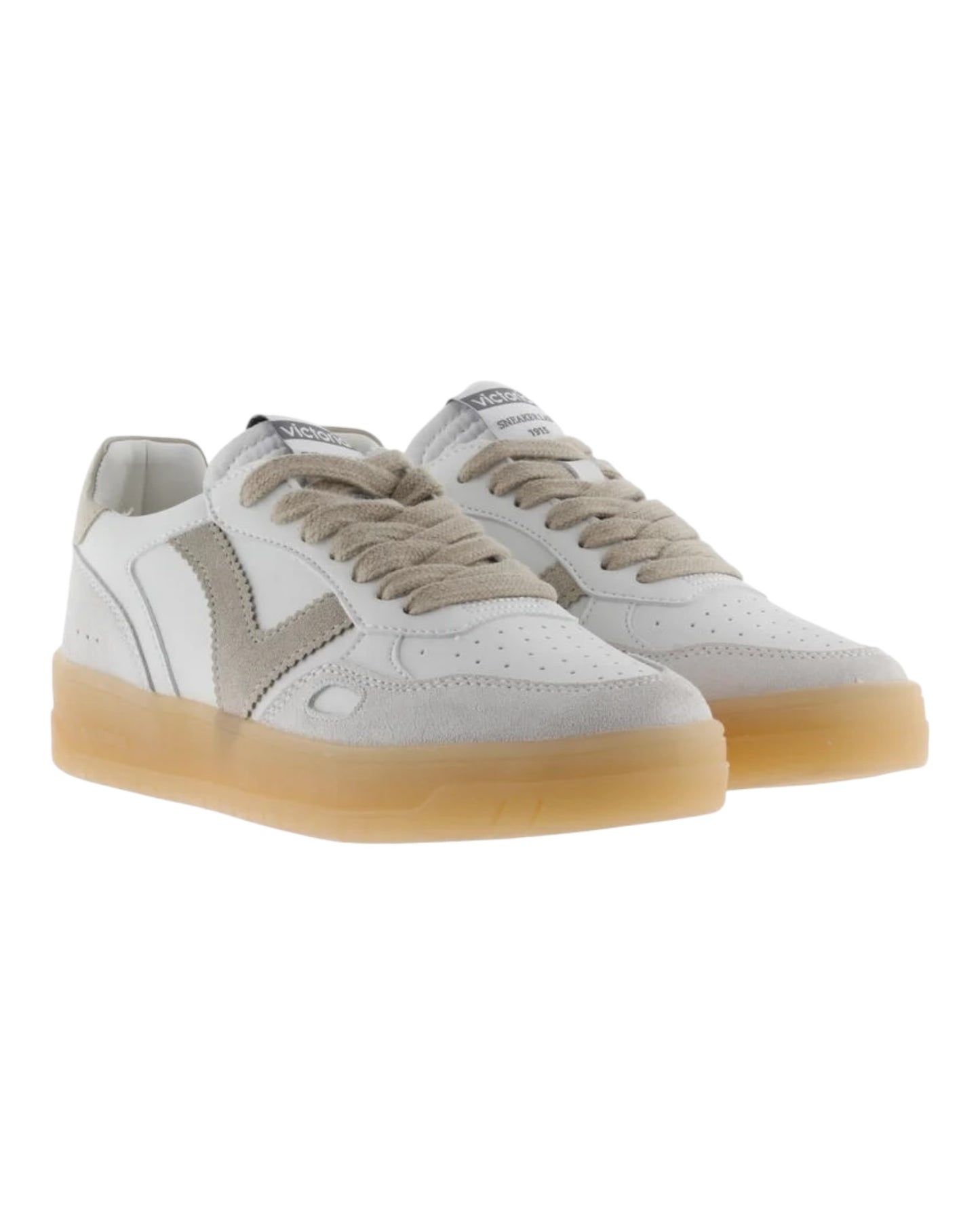 VICTORIA 7129125D SNEAKERS IN PELLE E CAMOSCIO BIANCA FONDO MIELE