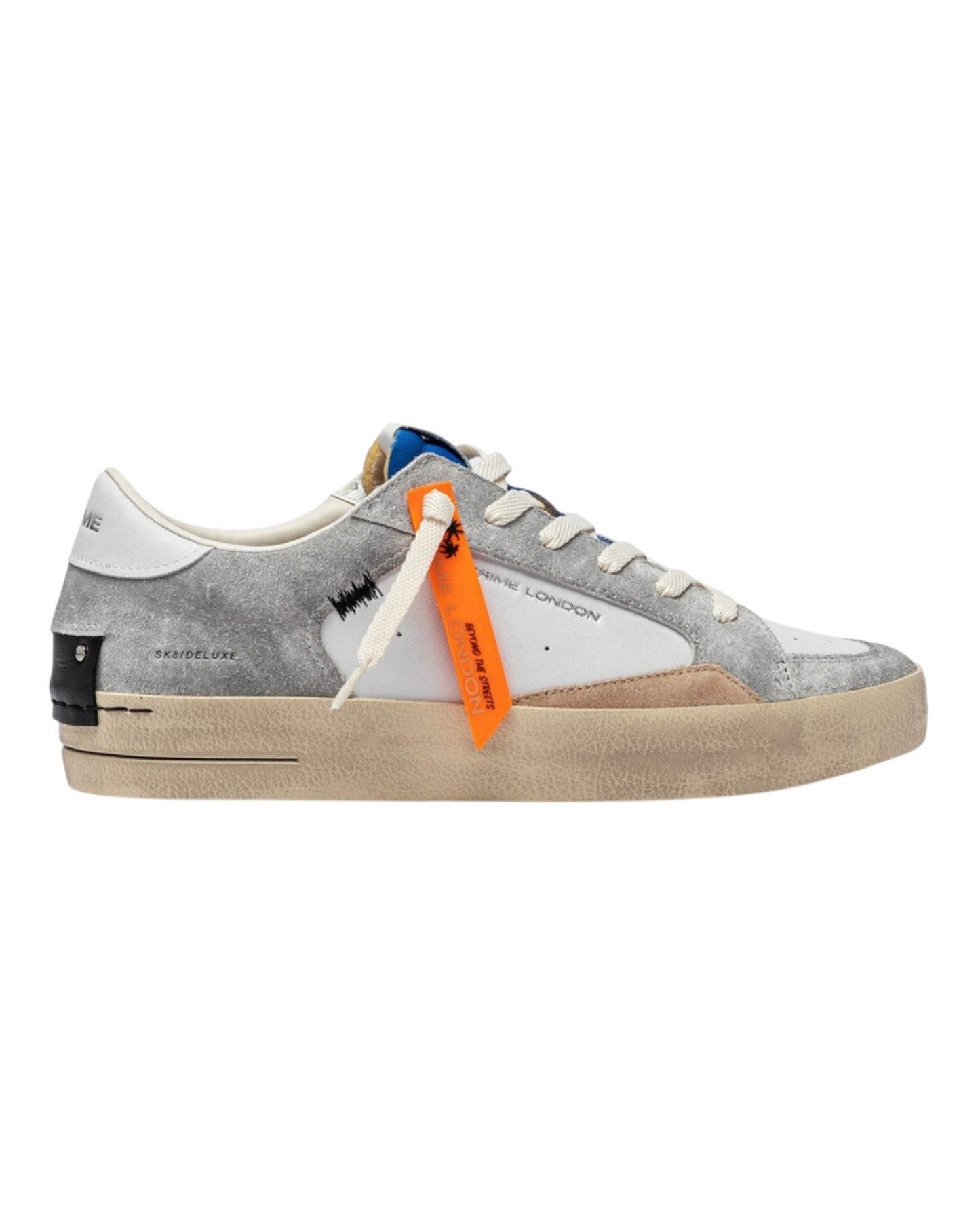 CRIME LONDON SK8 IN PELLE BIANCO/GRIGIO