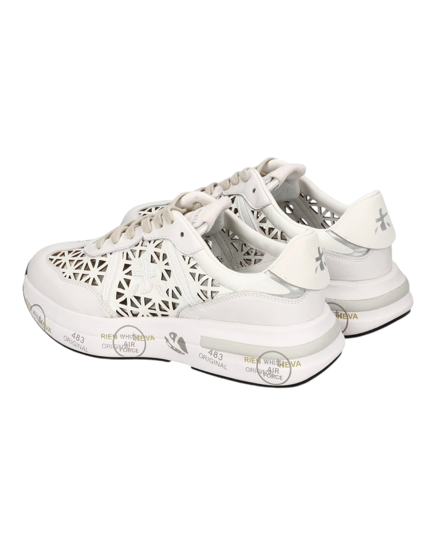 PREMIATA CASSIE 7385 IN PELLE TRAFORATA BIANCA