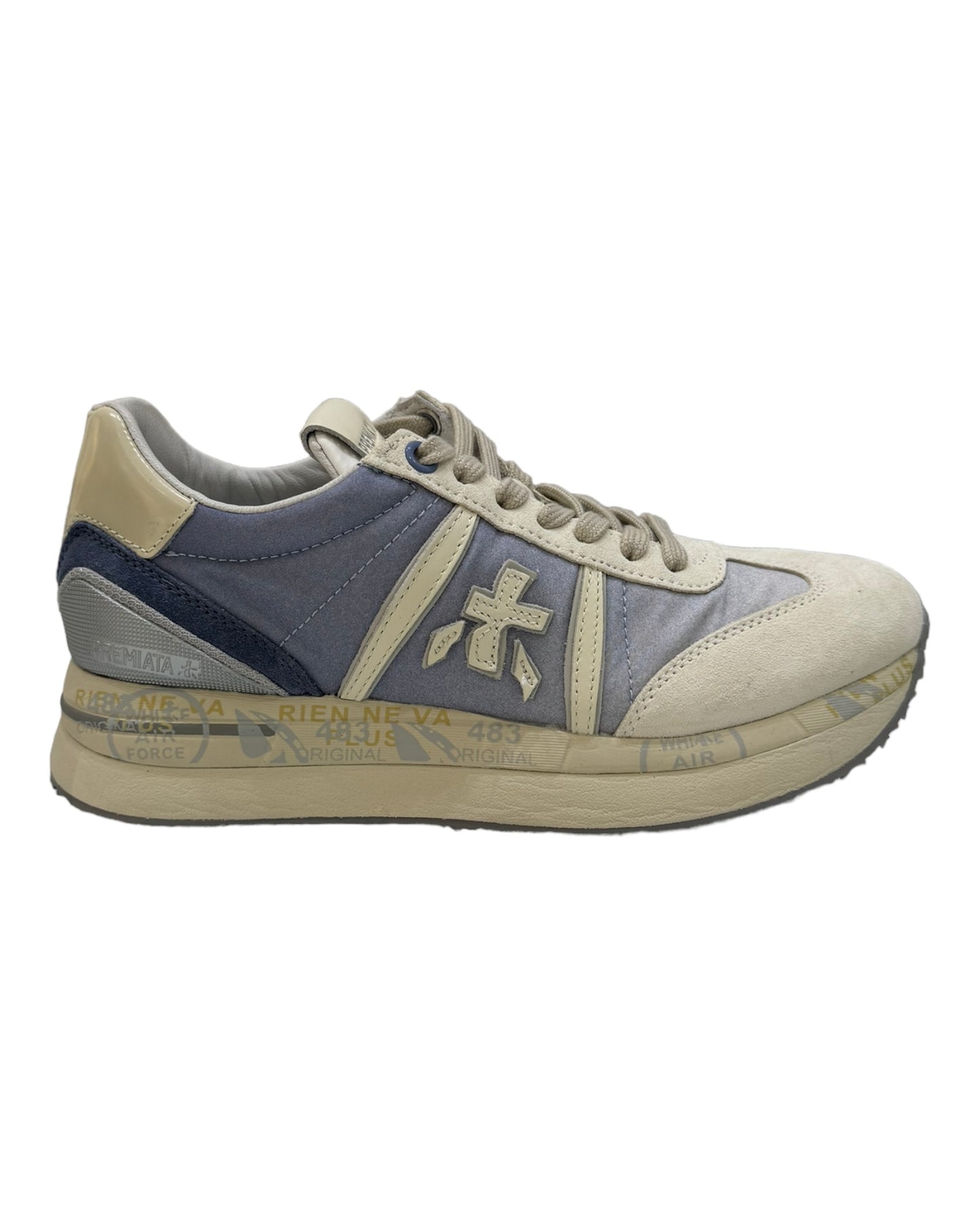 PREMIATA CONNY 6672 IN CAMOSCIO BEIGE/AZZURRO
