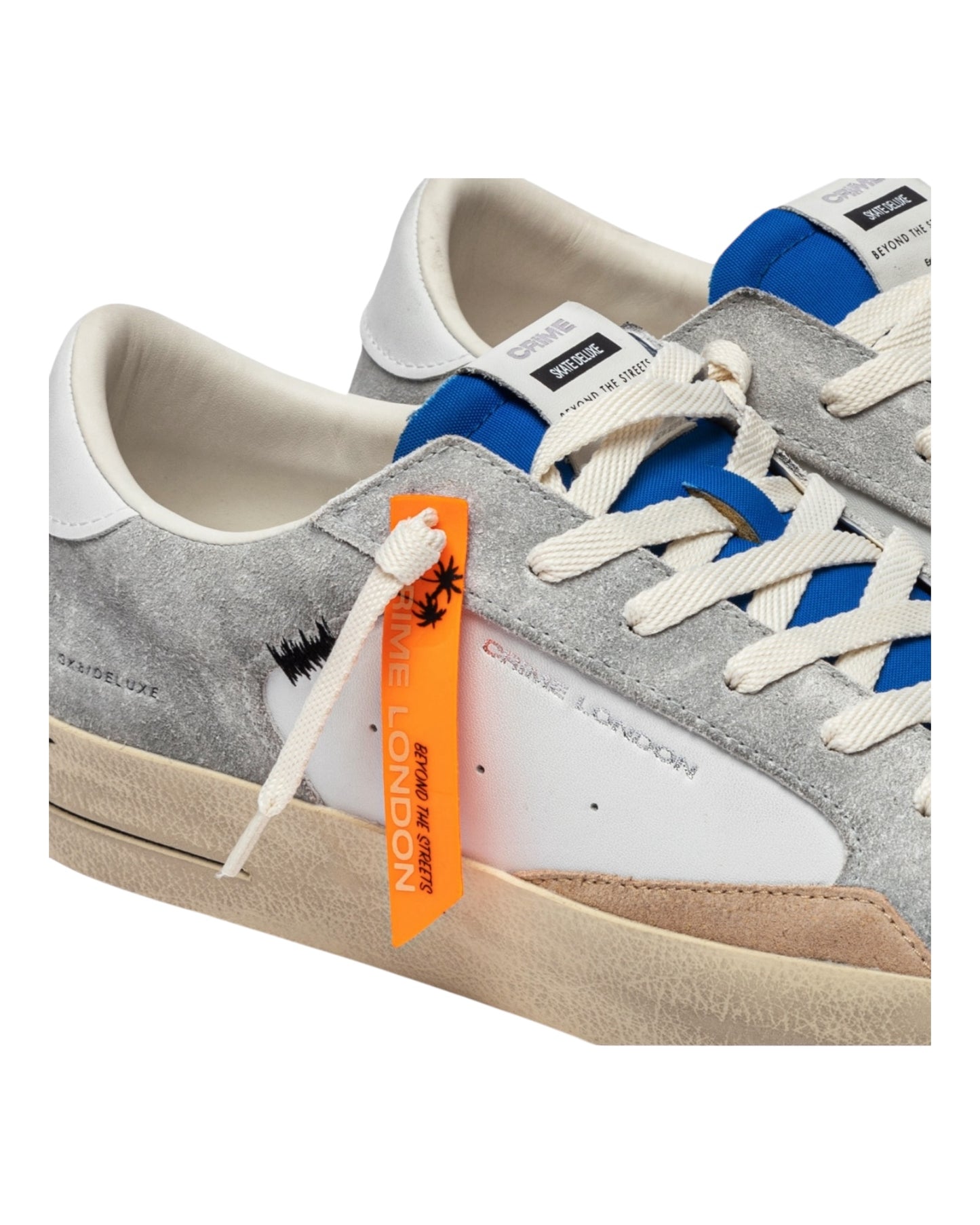 CRIME LONDON SK8 IN PELLE BIANCO/GRIGIO