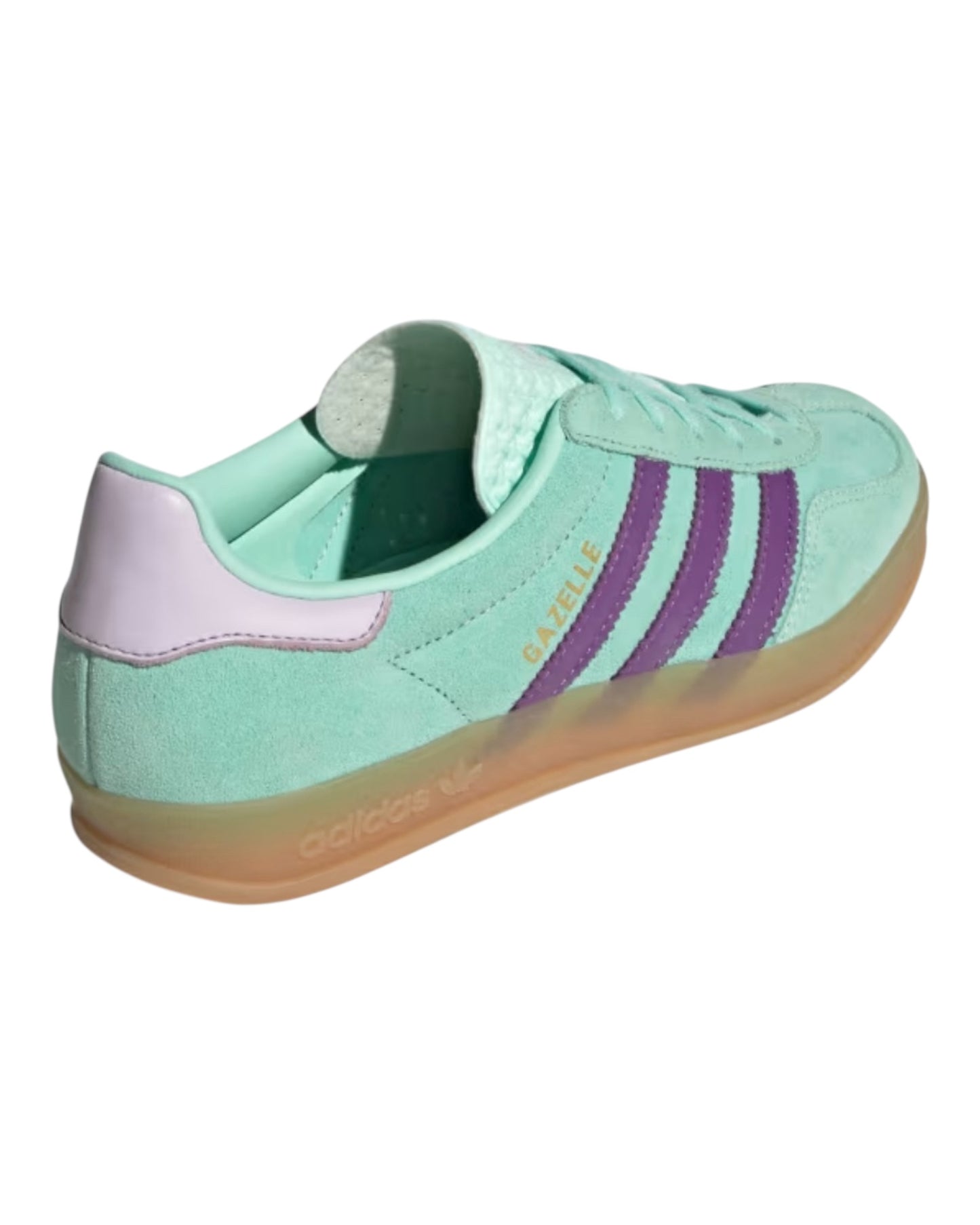 ADIDAS GAZELLE INDOOR IN CAMOSCIO VERDE TIFFANY BANDE VIOLA