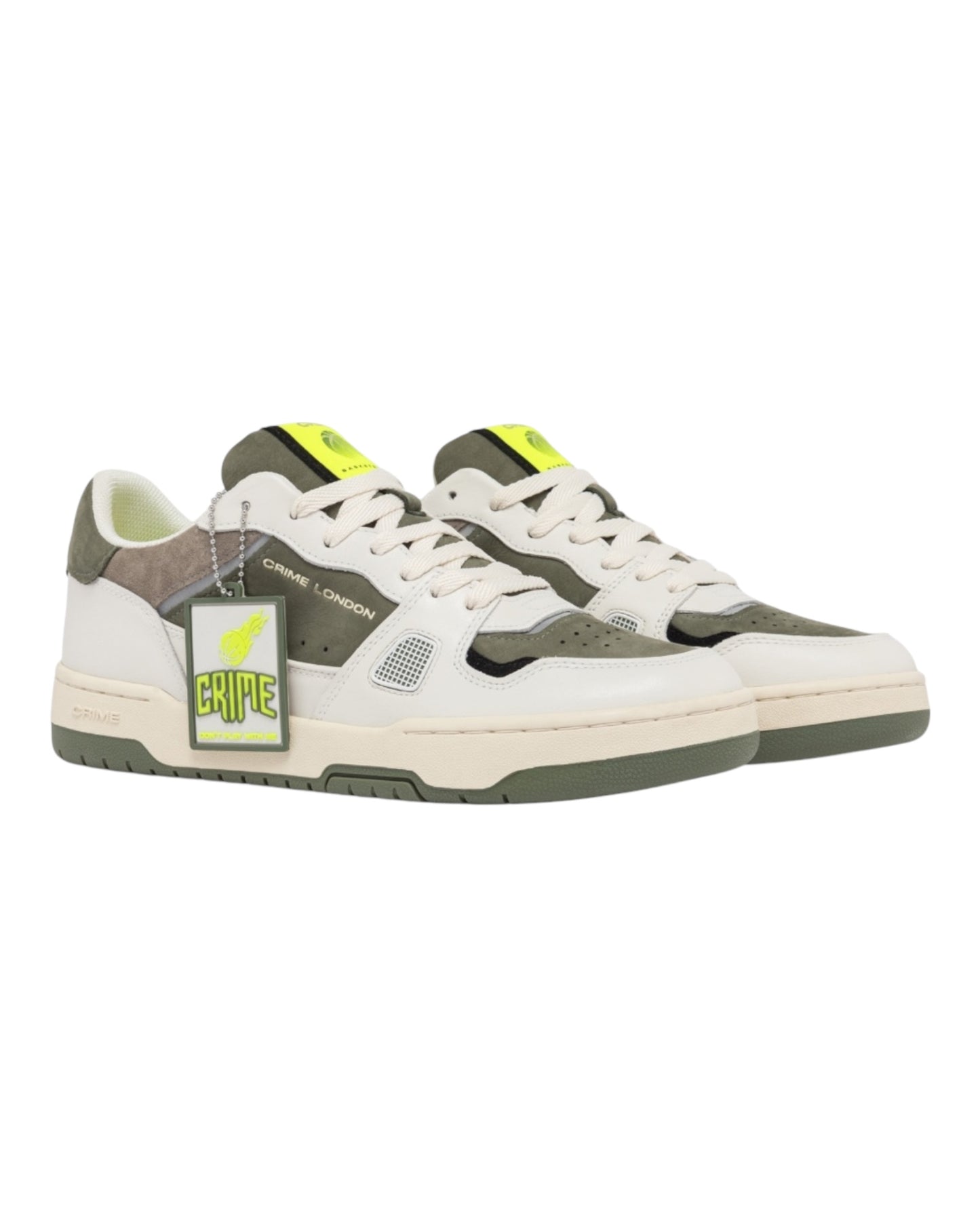 CRIME LONDON OFF COURT IN PELLE BIANCA NABUCK VERDE