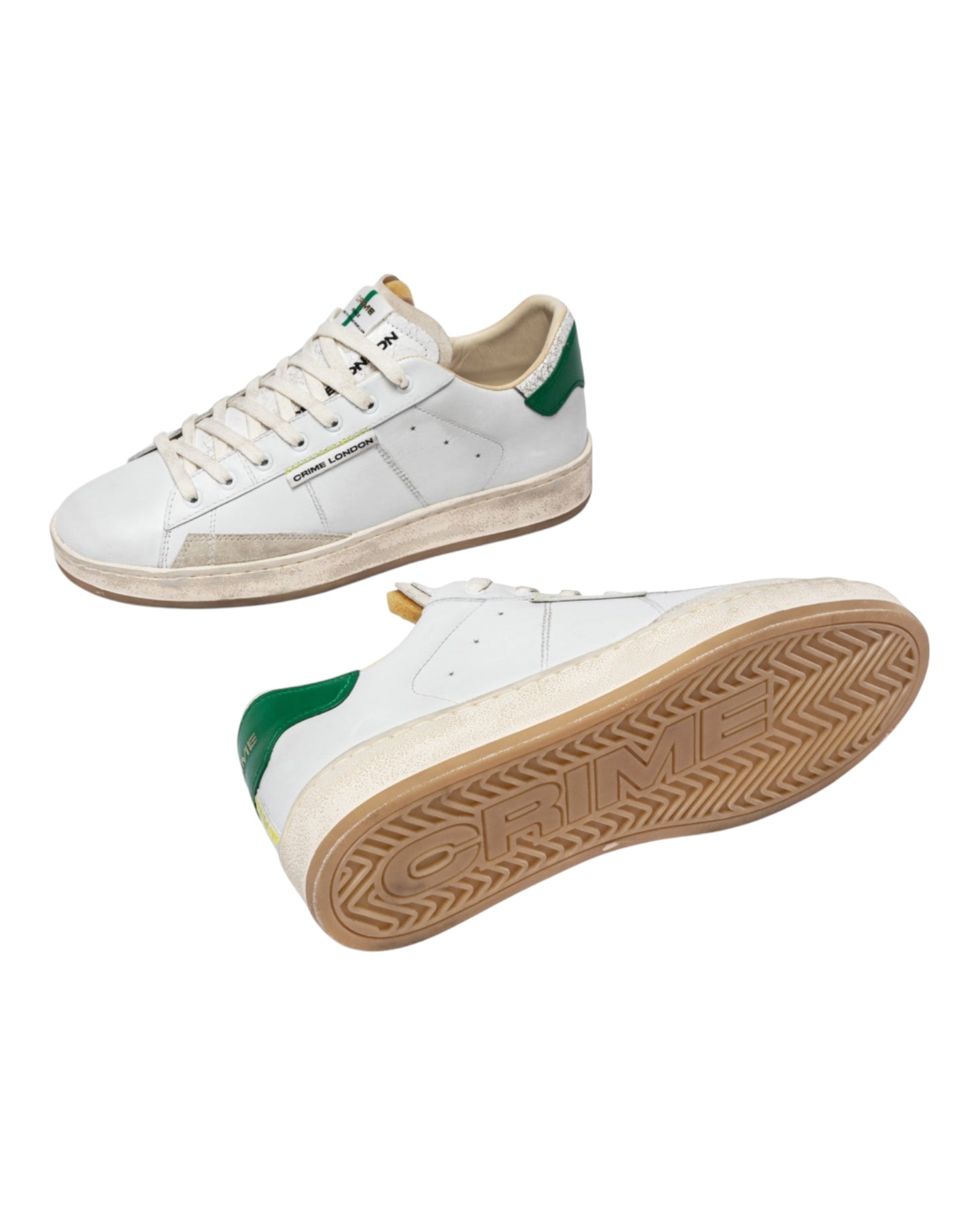 CRIME LONDON FIERCE IN PELLE BIANCA/VERDE