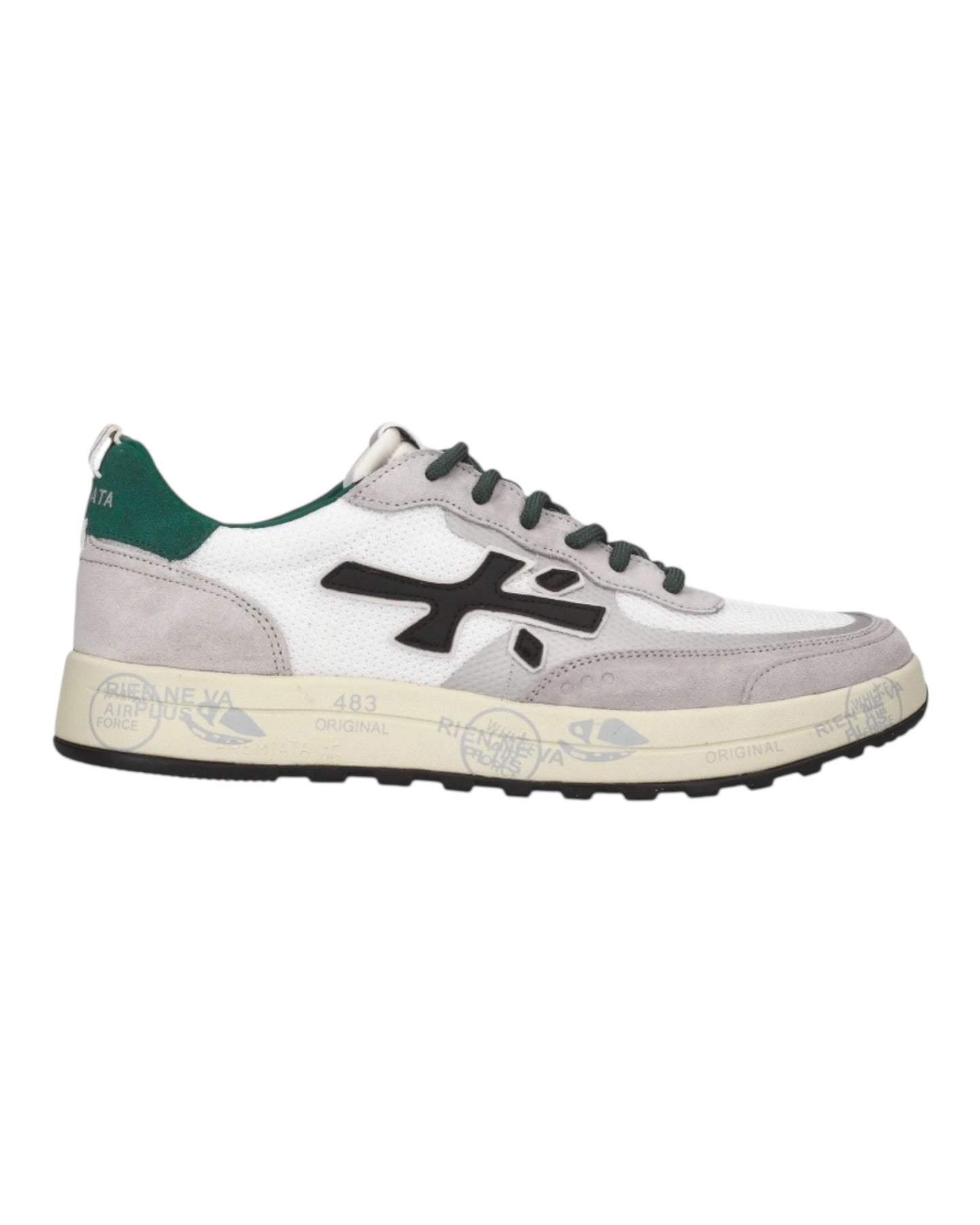 PREMIATA NOUS 7231 IN CAMOSCIO E TELA GRIGIO/BIANCO/VERDE