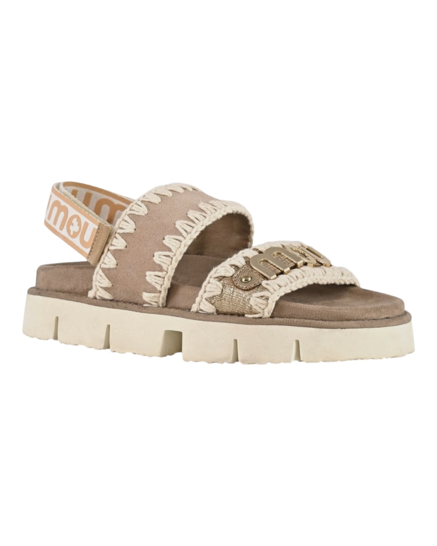 MOU BIO SANDAL SUEDE BIG LOGO BEIGE