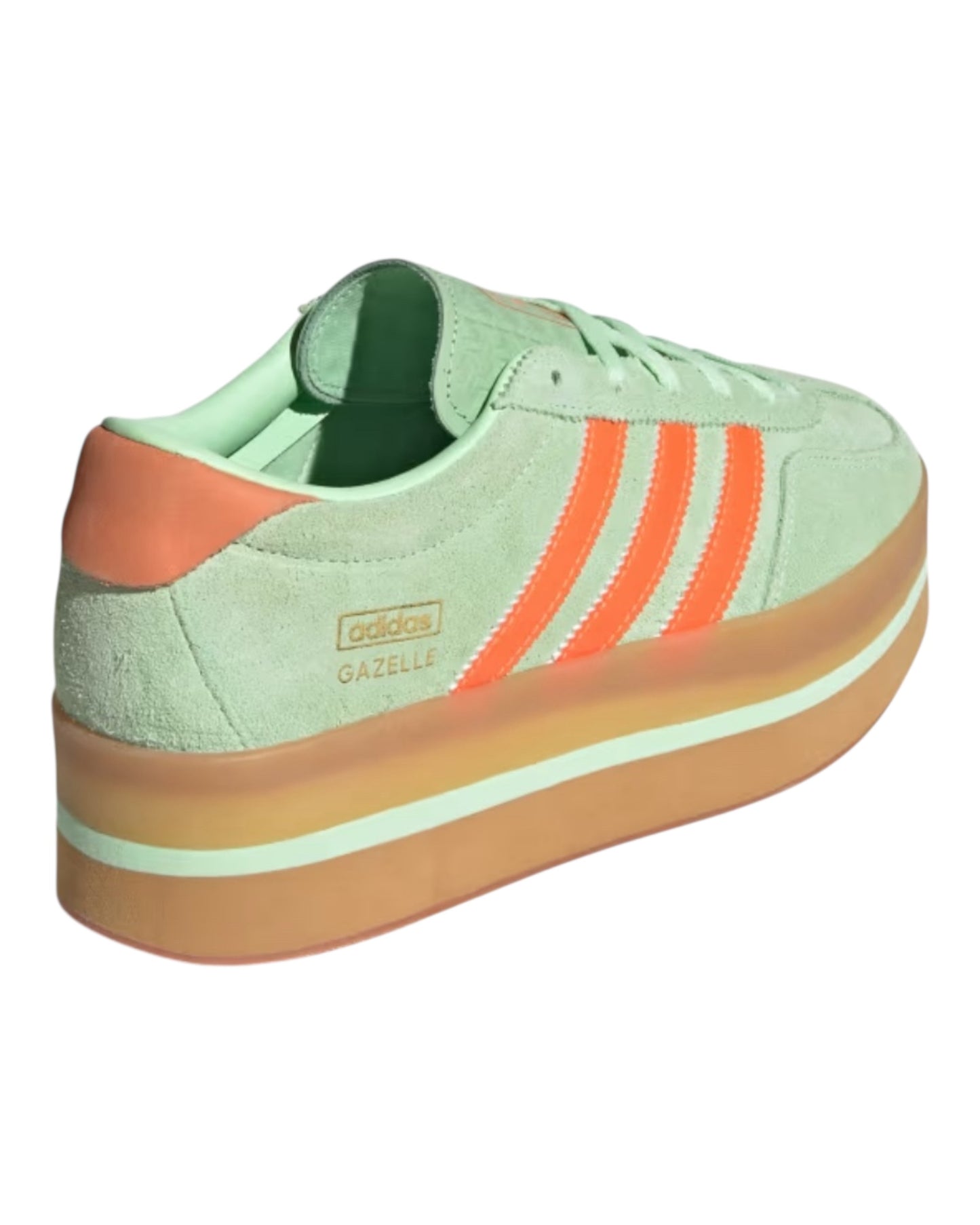 ADIDAS GAZELLE STACK IN CAMOSCIO VERDE LOGO ARANCIO