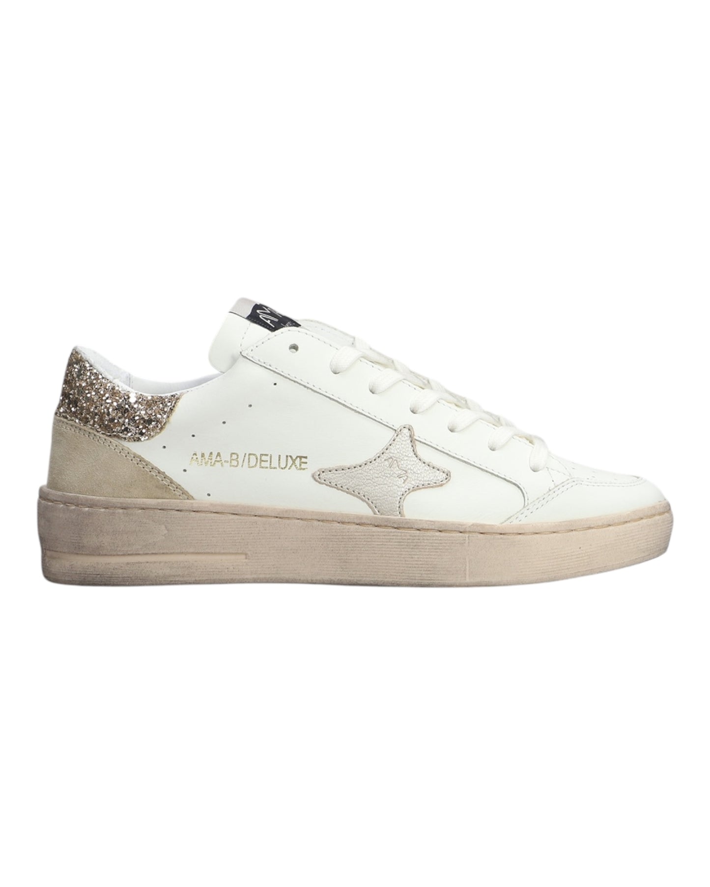 AMA BRAND 4048 PELLE BIANCA/ORO GLITTER