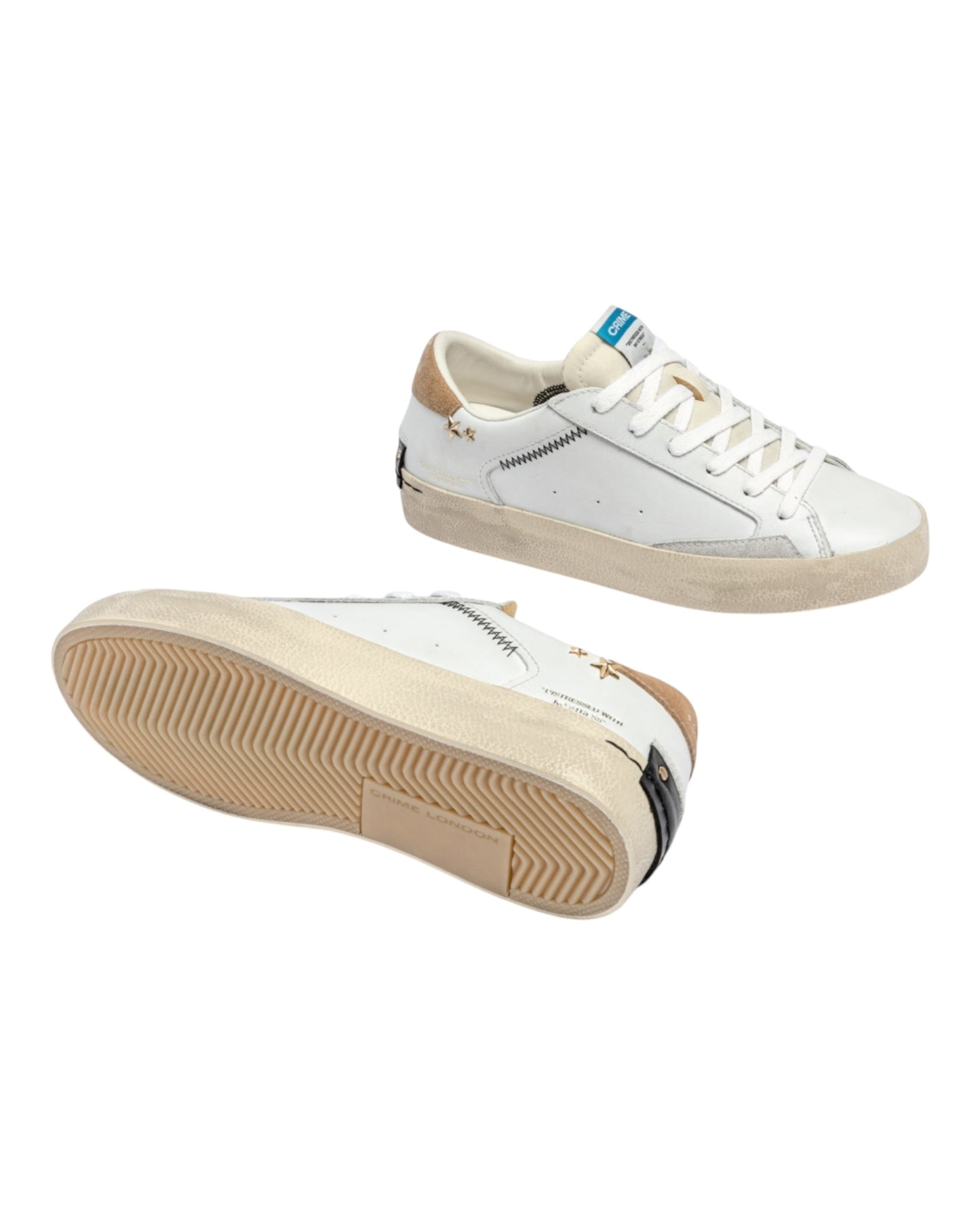 CRIME LONDON DISTRESSED IN PELLE BIANCA/BEIGE