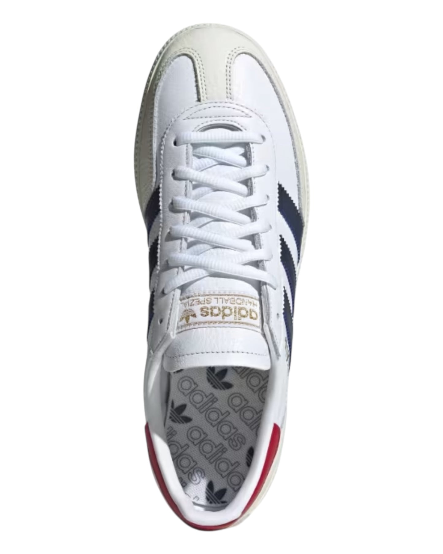 ADIDAS SPEZIAL IN PELLE BIANCA CON BANDE E TALLONE BLU/ROSSO