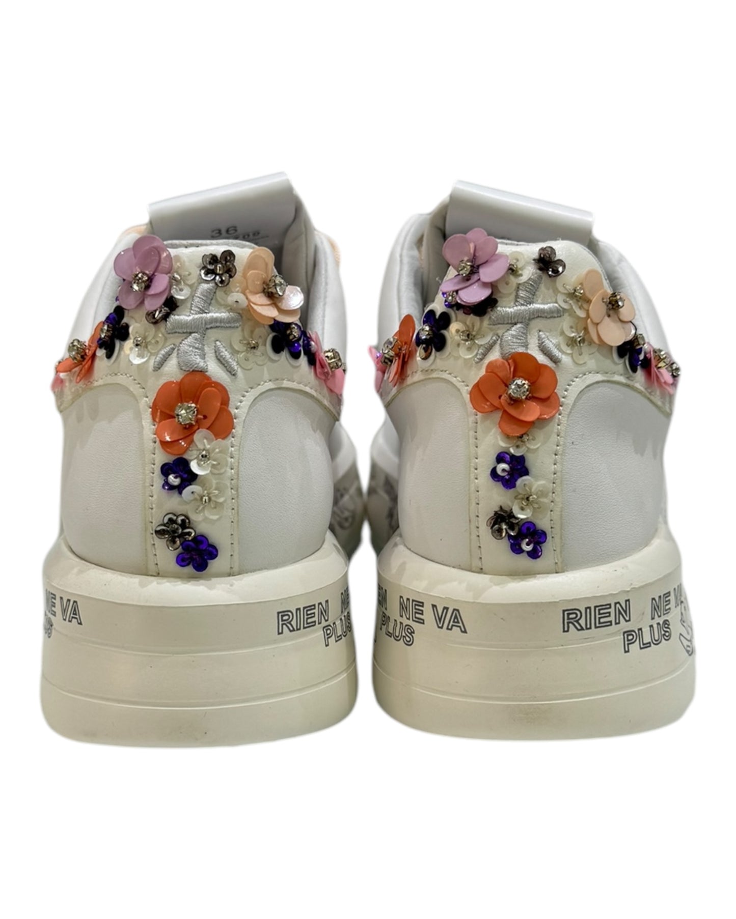 PREMIATA BELLE 6709 PELLE BIANCA TALLONCINO FLOWER