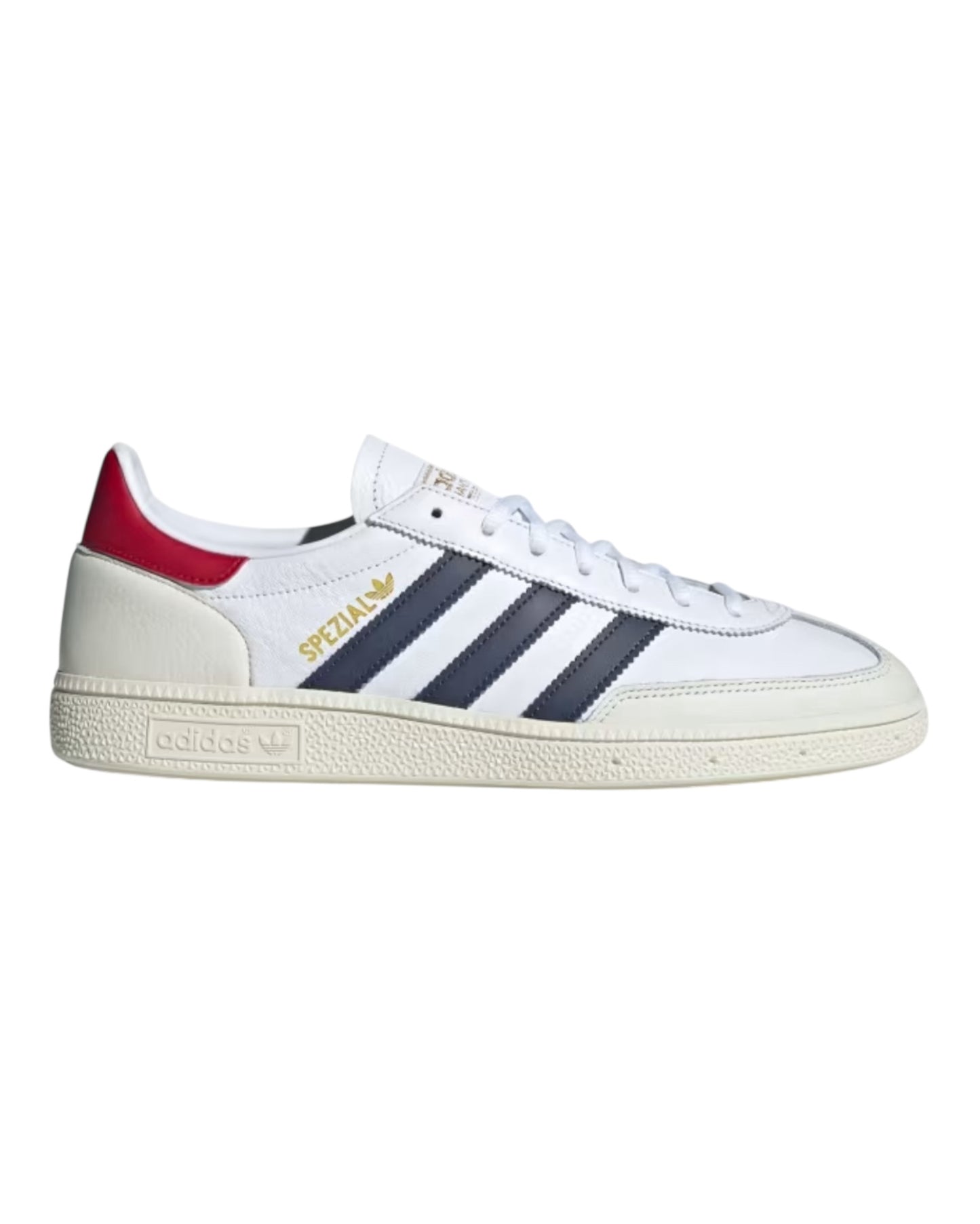 ADIDAS SPEZIAL IN PELLE BIANCA CON BANDE E TALLONE BLU/ROSSO