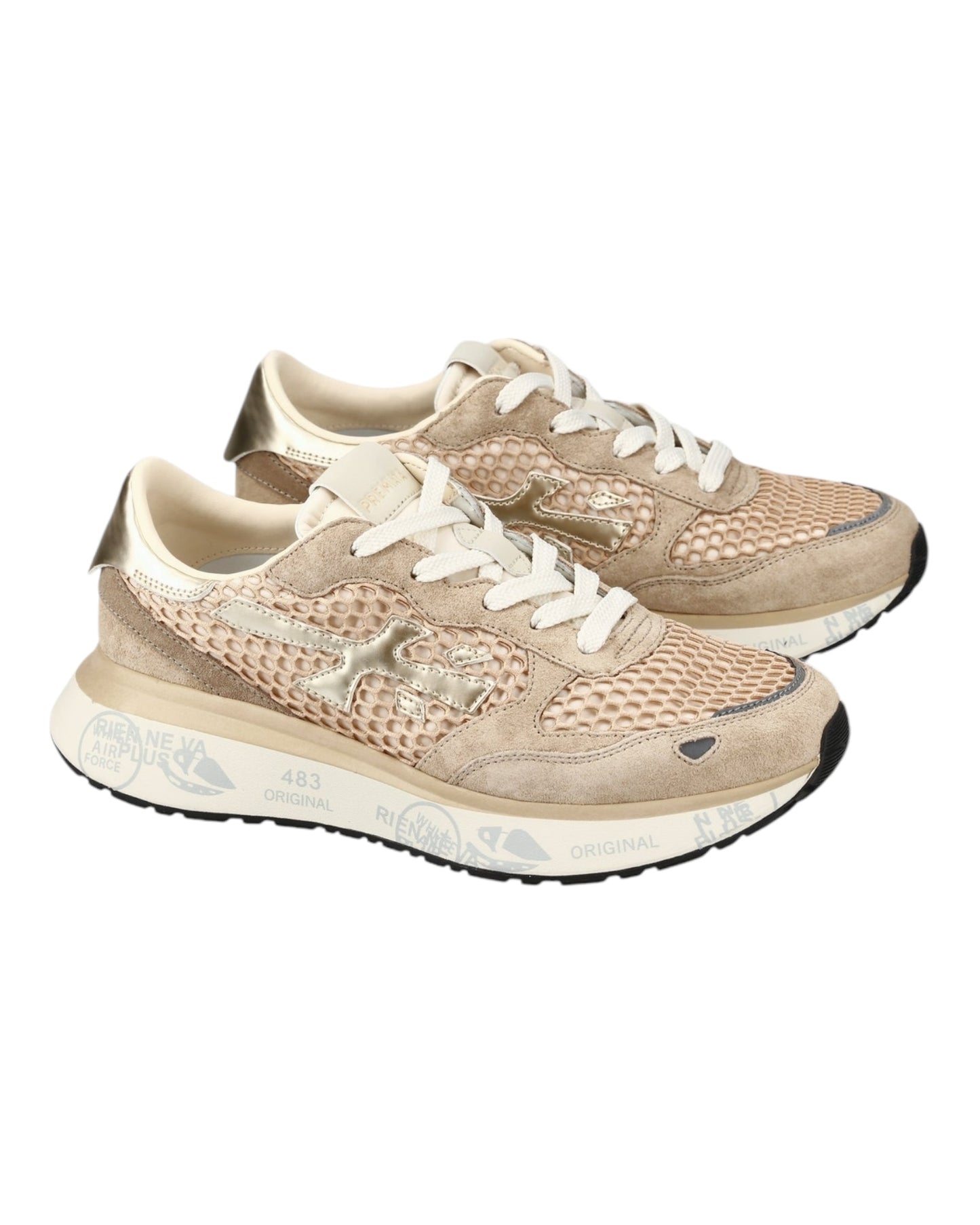PREMIATA LAURYN 7486 IN CAMOSCIO E TELA A RETE ROSA