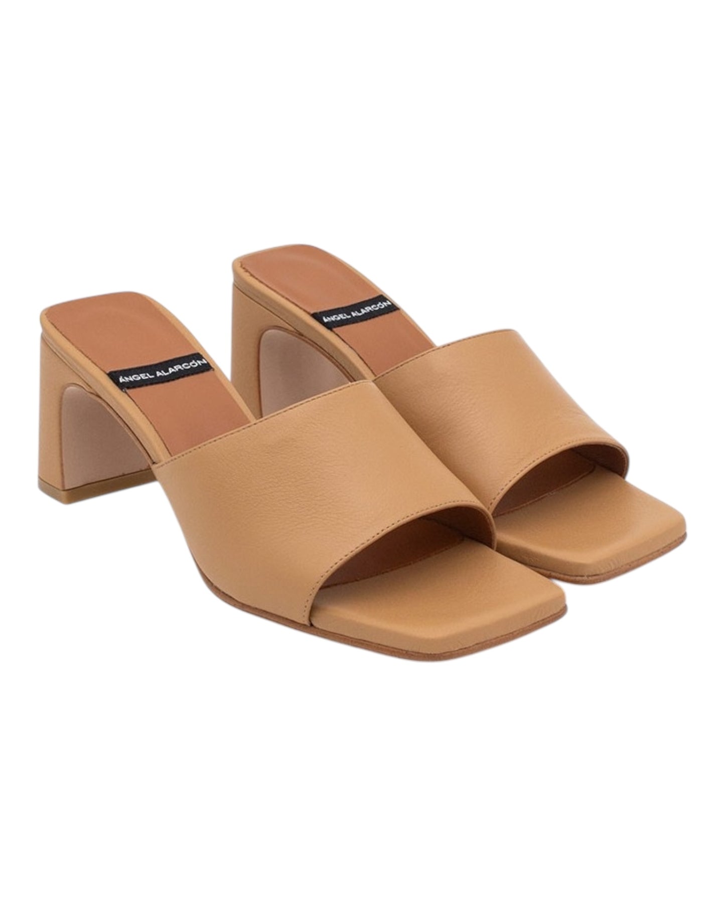 ANGEL ALARCON 139528Q CIABATTA IN PELLE CUOIO CON PUNTA ETACCO QUADRATO
