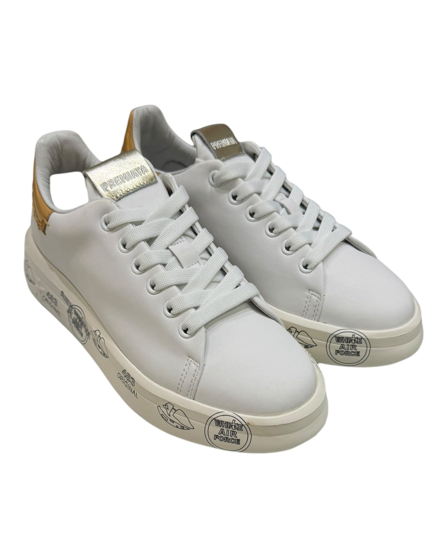 PREMIATA BELLE 6711 IN PELLE BIANCA/CUOIO