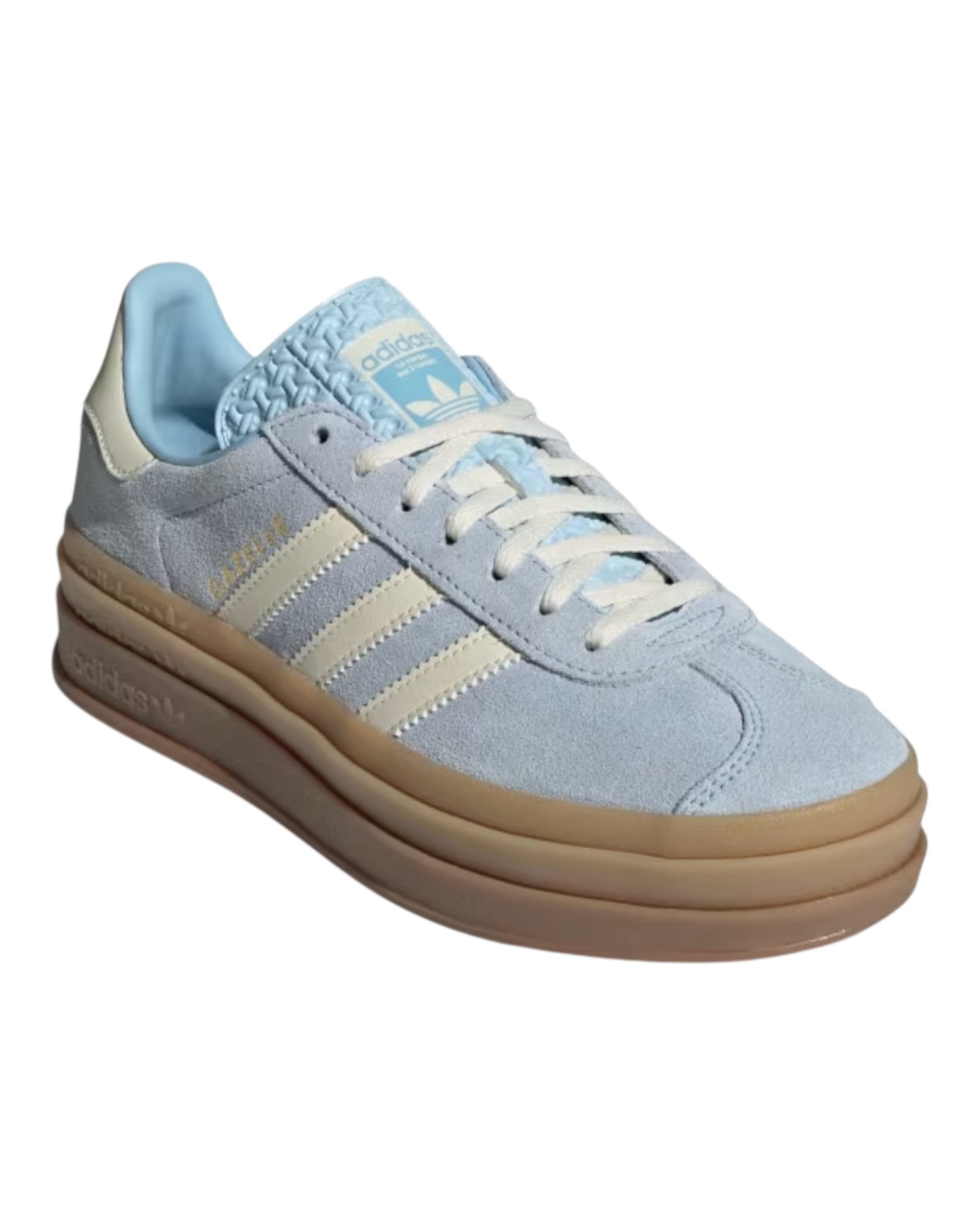 ADIDAS GAZELLE BOLD IN CAMOSCIO AZZURRO BANDE BIANCHE