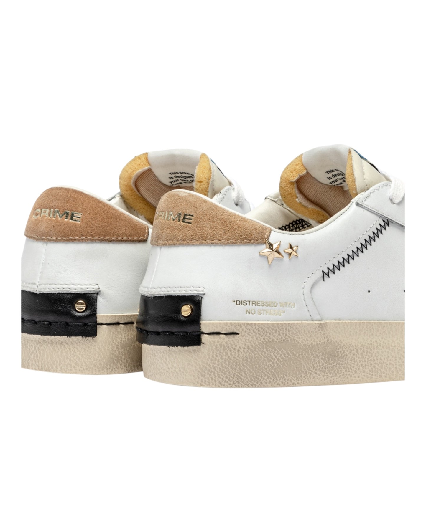 CRIME LONDON DISTRESSED IN PELLE BIANCA/BEIGE