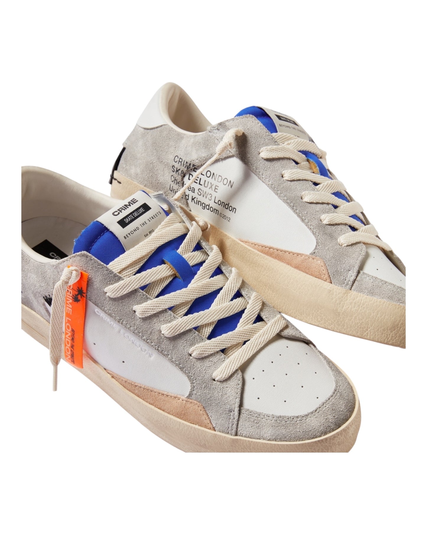 CRIME LONDON SK8 IN PELLE BIANCO/GRIGIO