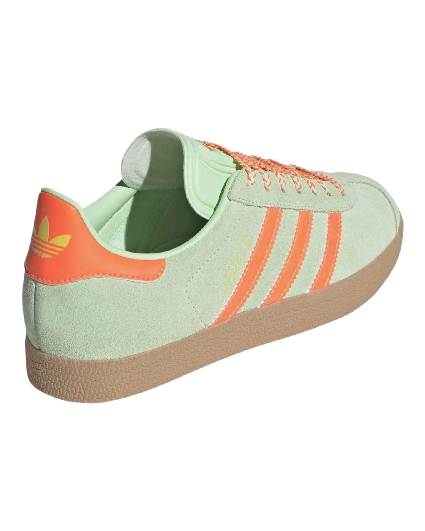 ADIDAS GAZELLE IN CAMOSCIO VERDE BANDE ARANCIO