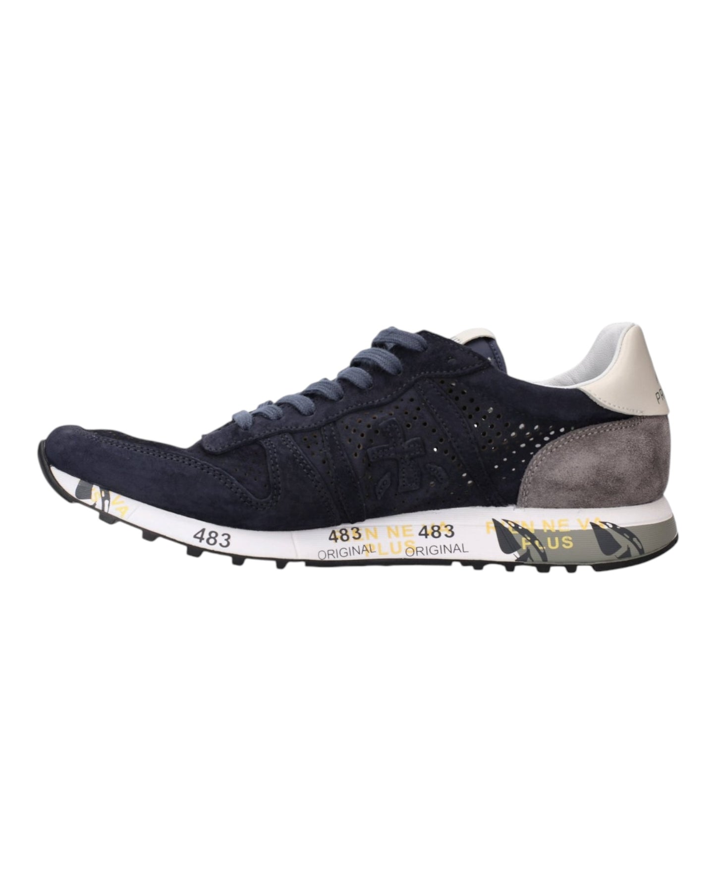 PREMIATA ERIC 6142 IN CAMOSCIO TRAFORATO BLU TALLONE GRIGIO