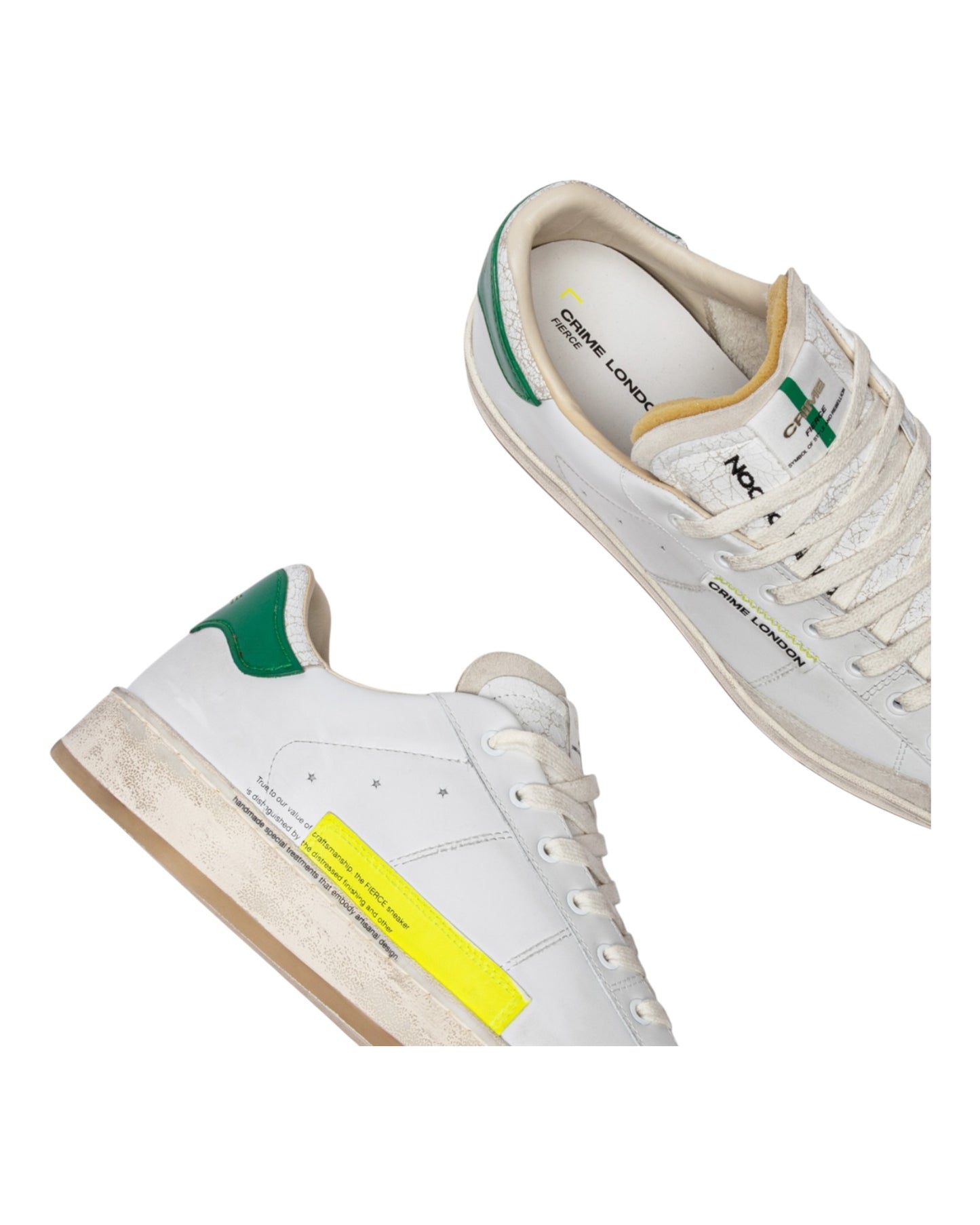 CRIME LONDON FIERCE IN PELLE BIANCA/VERDE