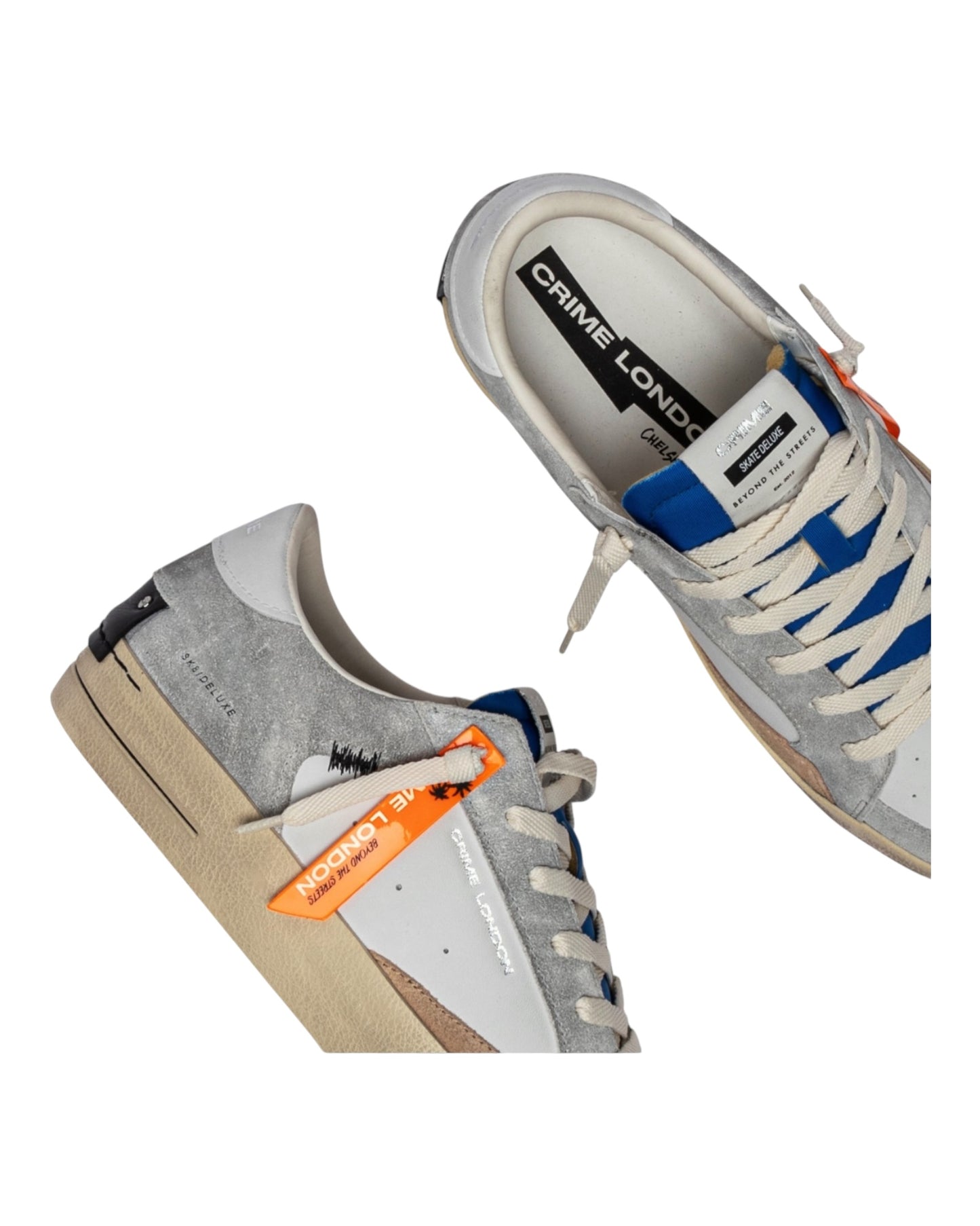 CRIME LONDON SK8 IN PELLE BIANCO/GRIGIO