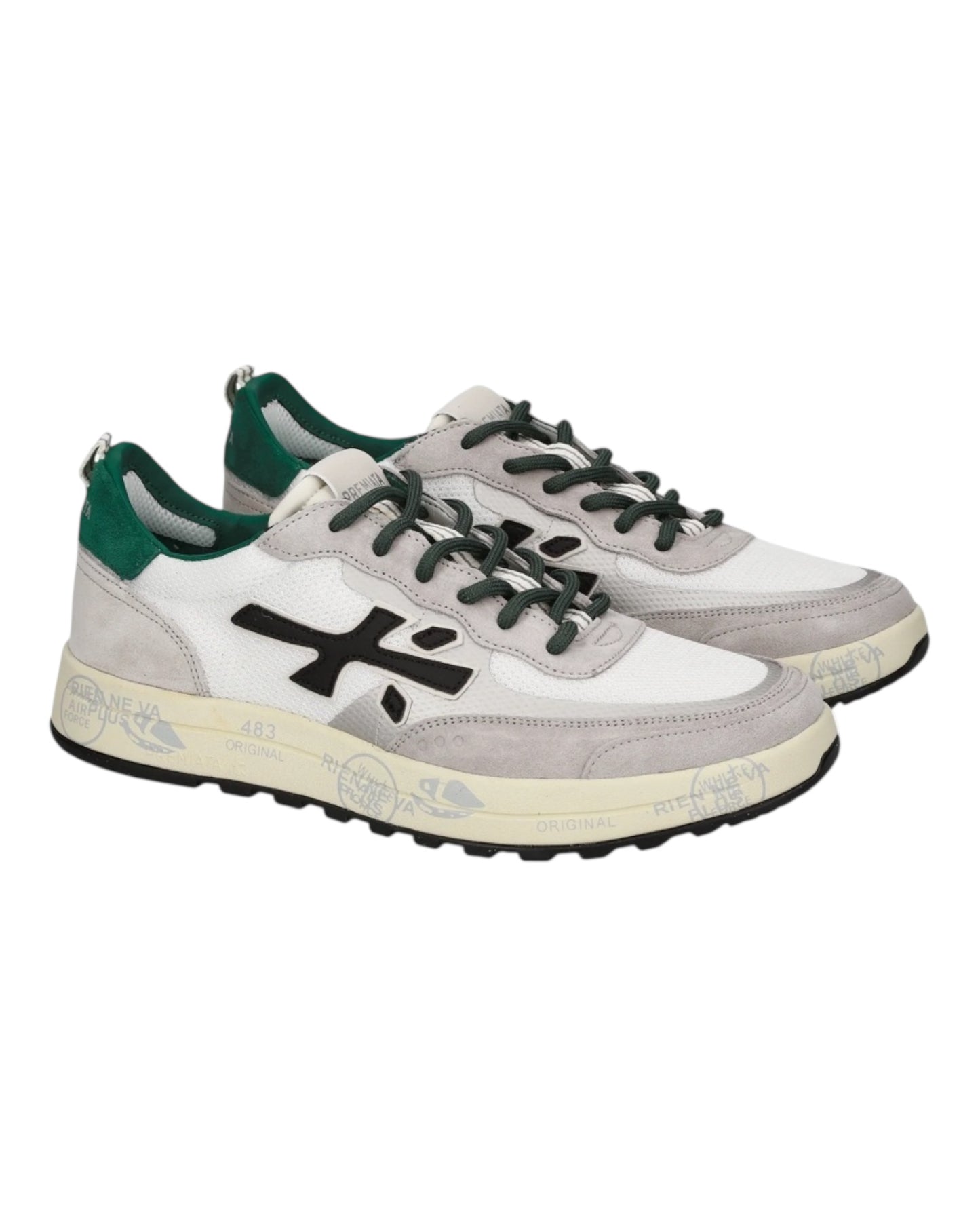 PREMIATA NOUS 7231 IN CAMOSCIO E TELA GRIGIO/BIANCO/VERDE